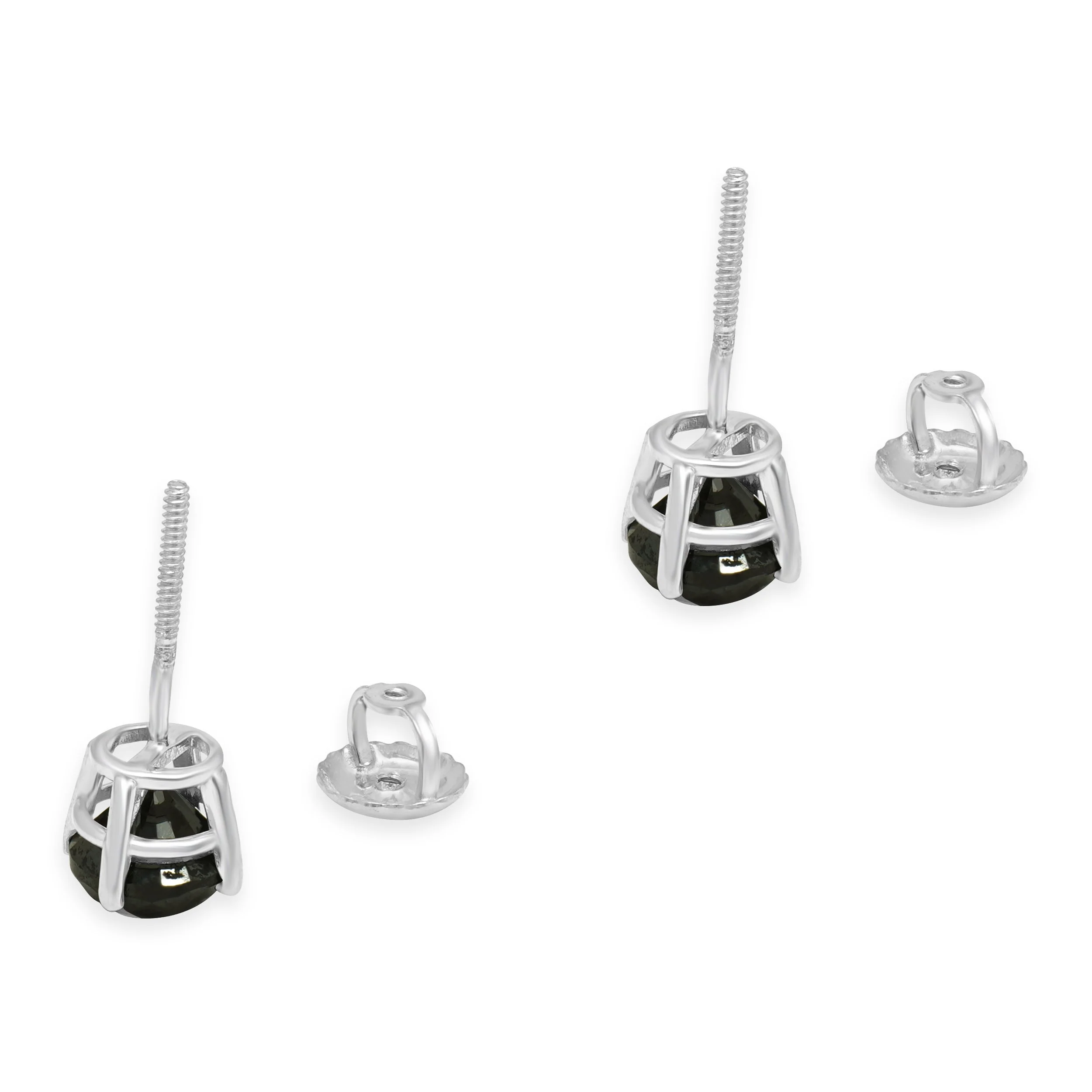 14 Karat White Gold Black Diamond Stud Earrings - Image 4