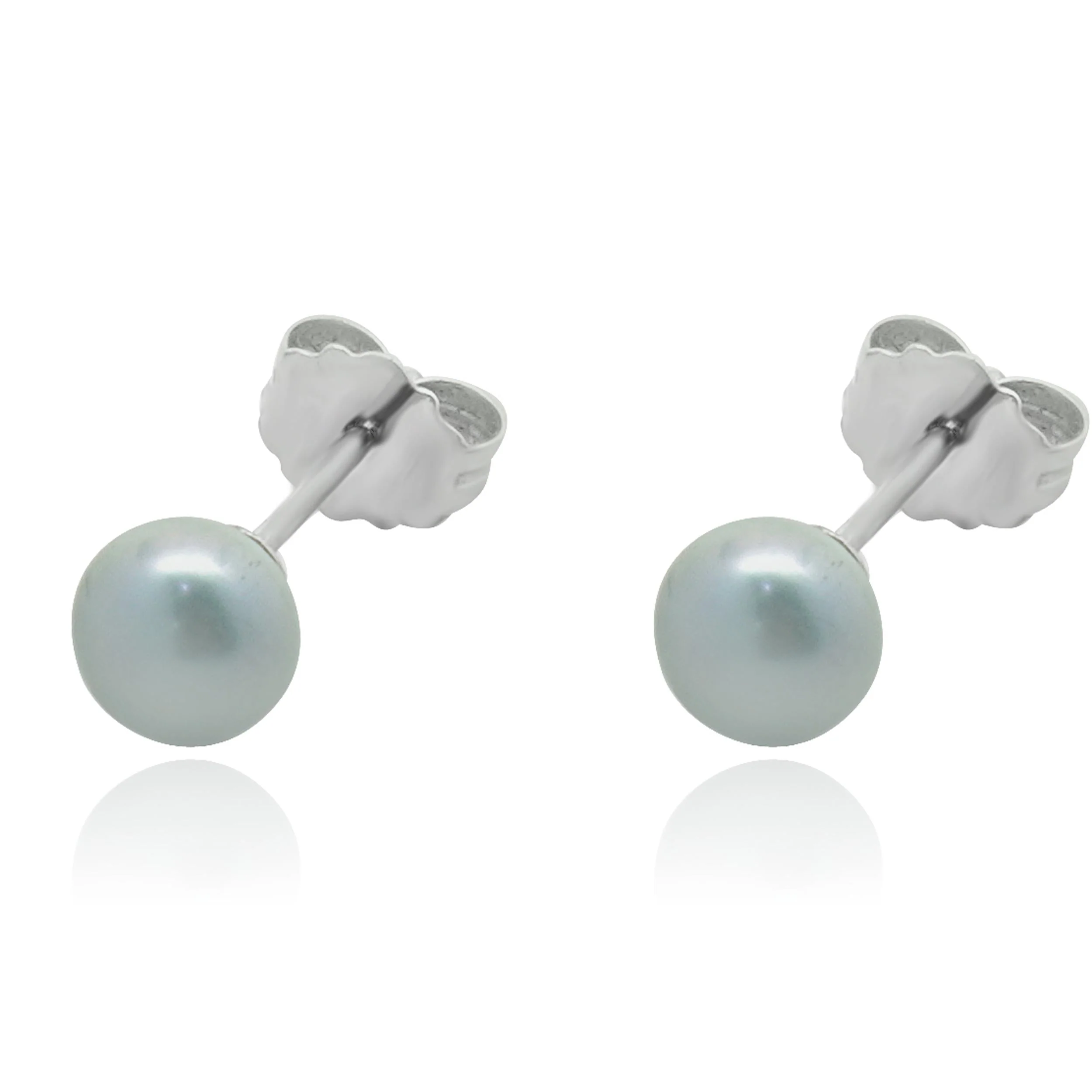 14 Karat White Gold Blue Akoya Pearl Earrings
