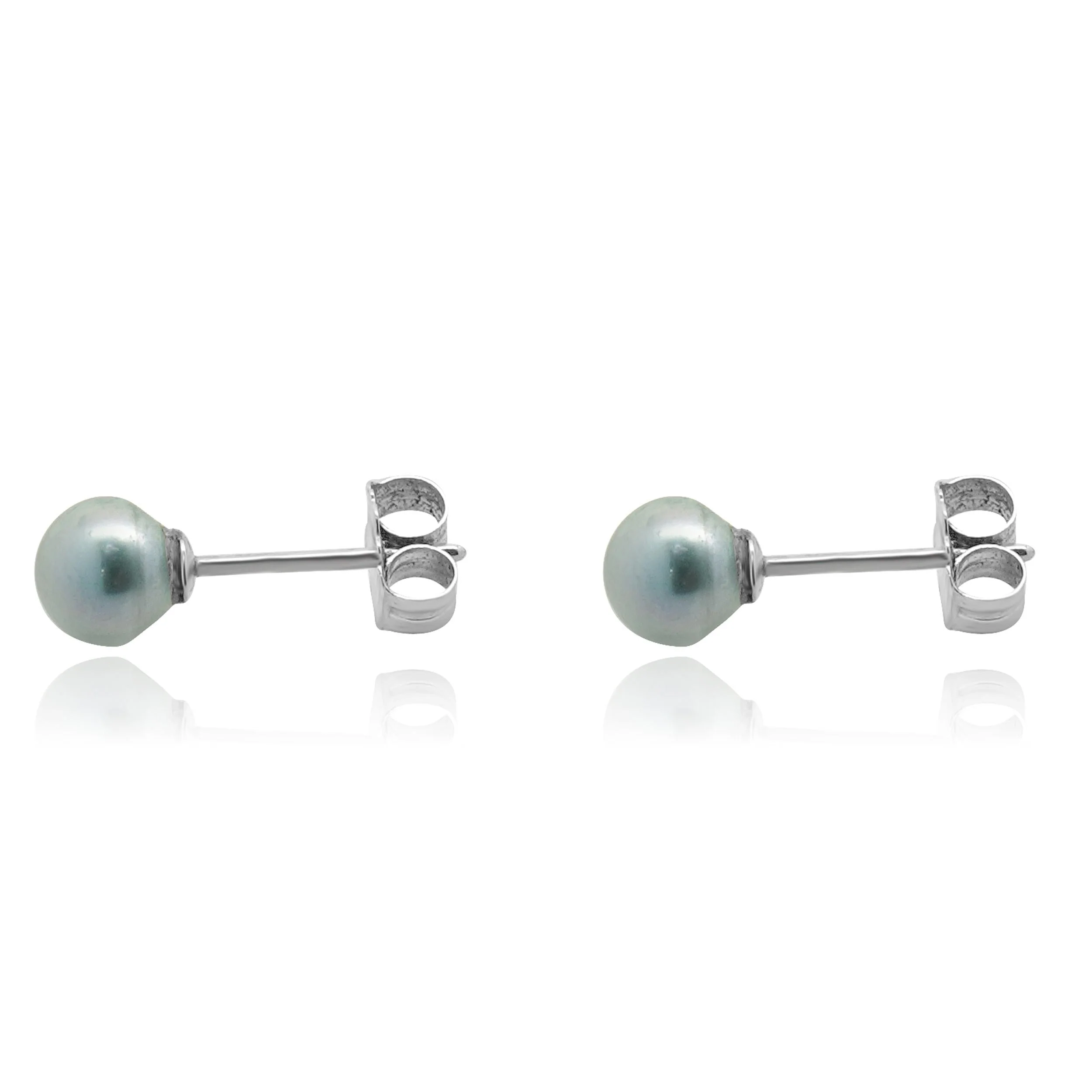 14 Karat White Gold Blue Akoya Pearl Earrings - Image 2
