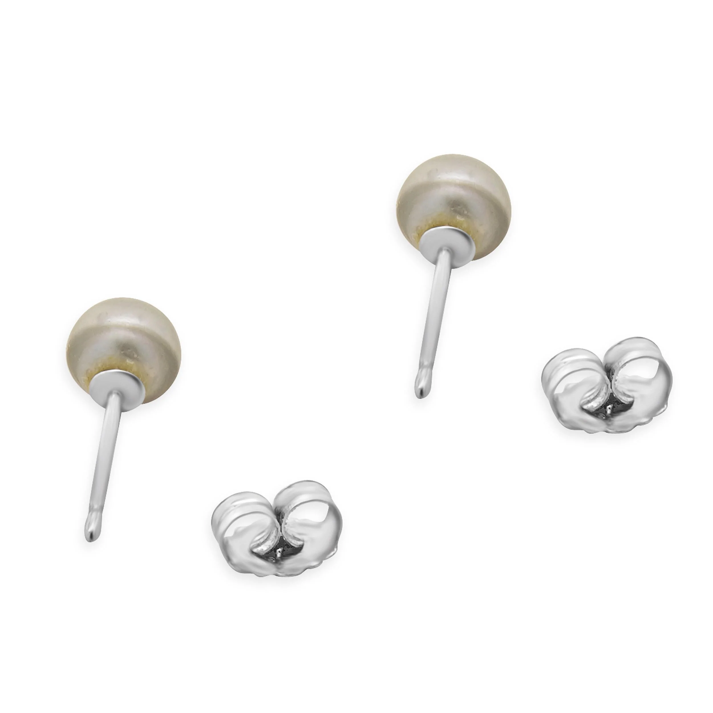 14 Karat White Gold Blue Akoya Pearl Earrings - Image 3