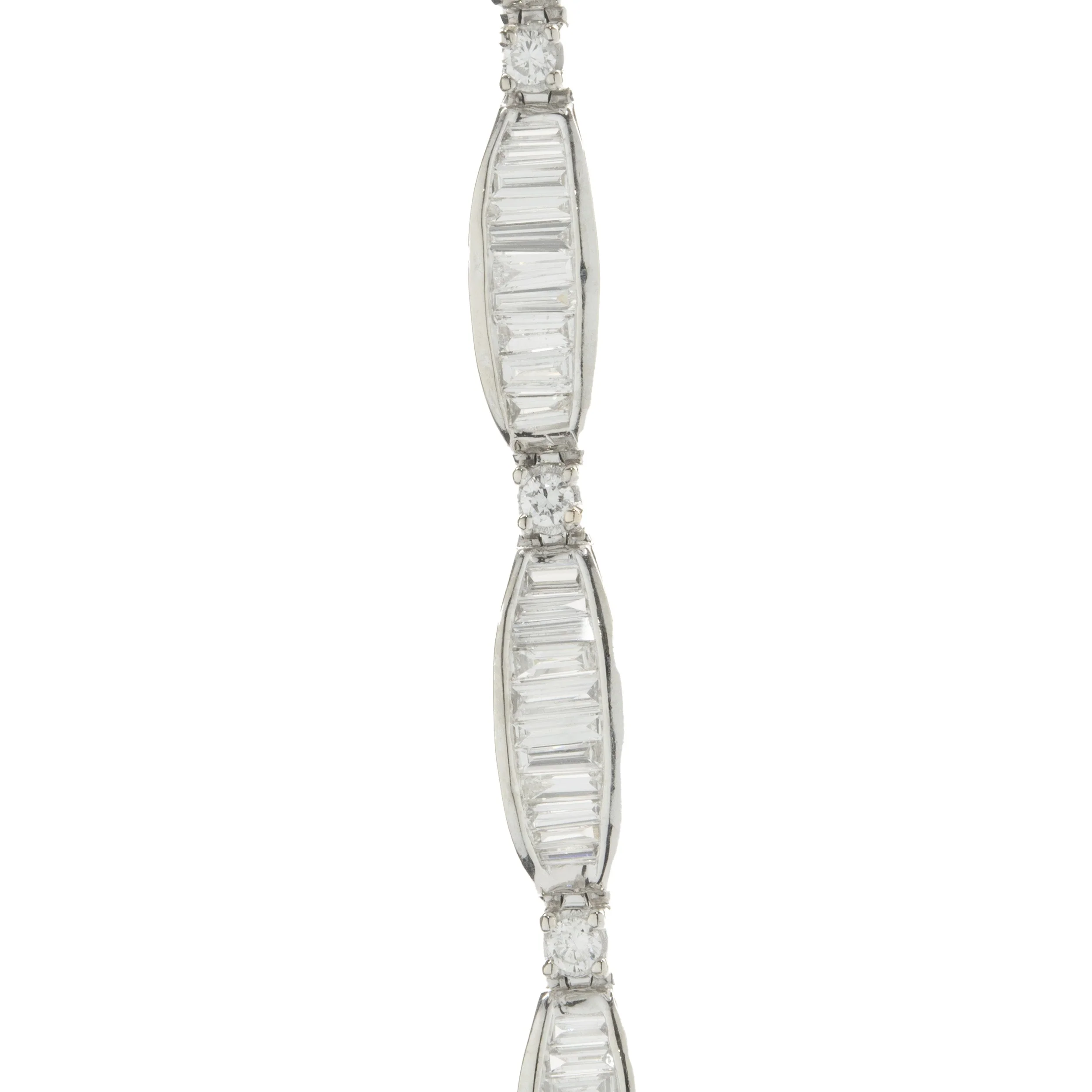 14 Karat White Gold Channel Set Baguette Diamond Link Bracelet - Image 4
