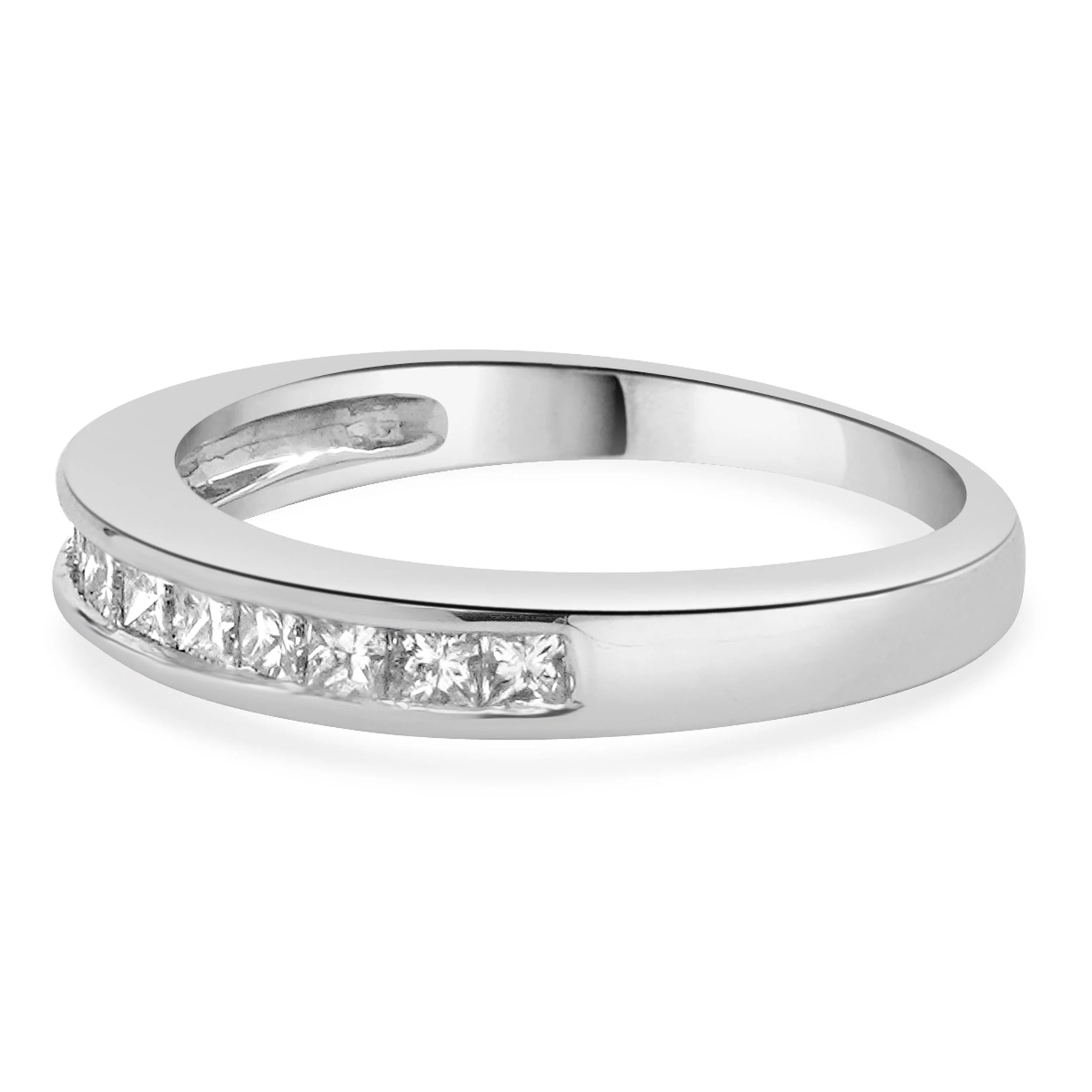 14 Karat White Gold Channel Set Princess Cut Diamond Band - Image 2