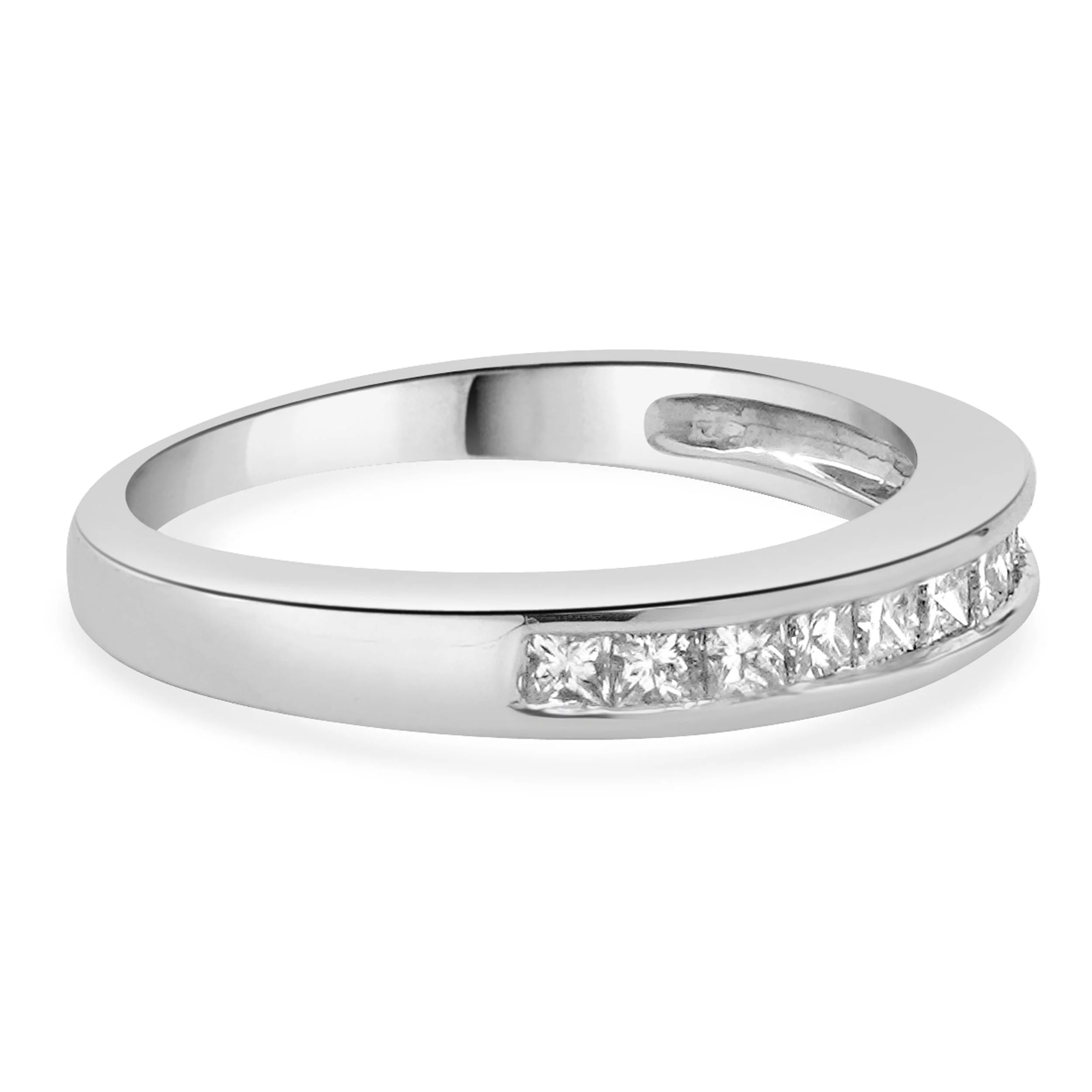 14 Karat White Gold Channel Set Princess Cut Diamond Band - Image 3