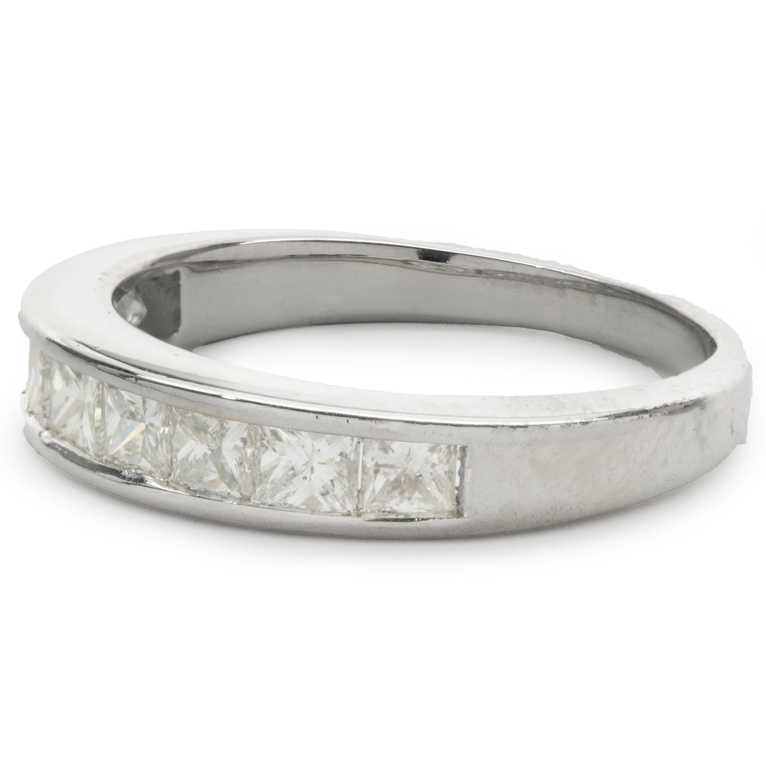 14 Karat White Gold Channel Set Princess Cut Diamond Band - Image 2