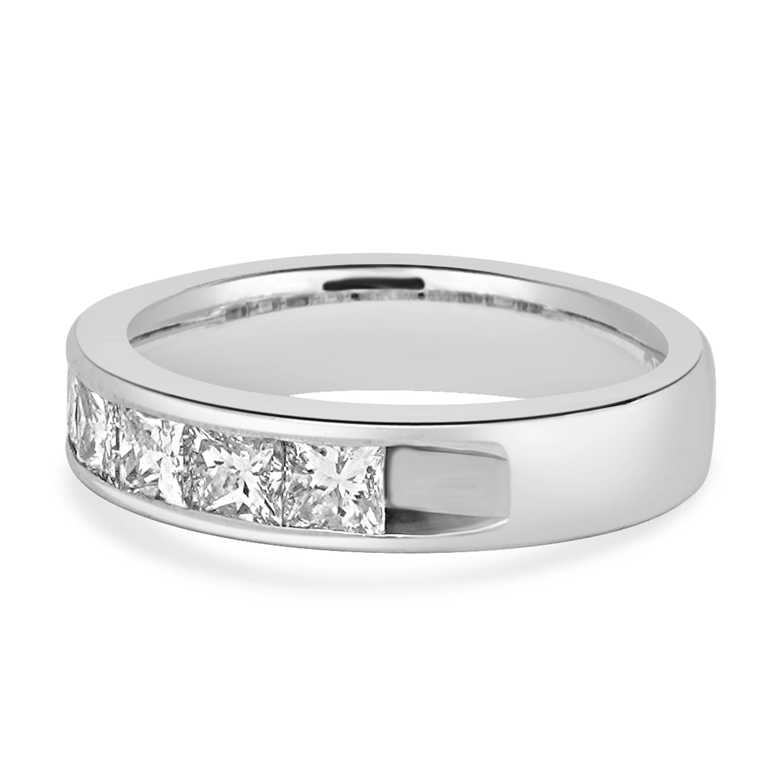 14 Karat White Gold Channel Set Princess Cut Diamond Band - Image 2