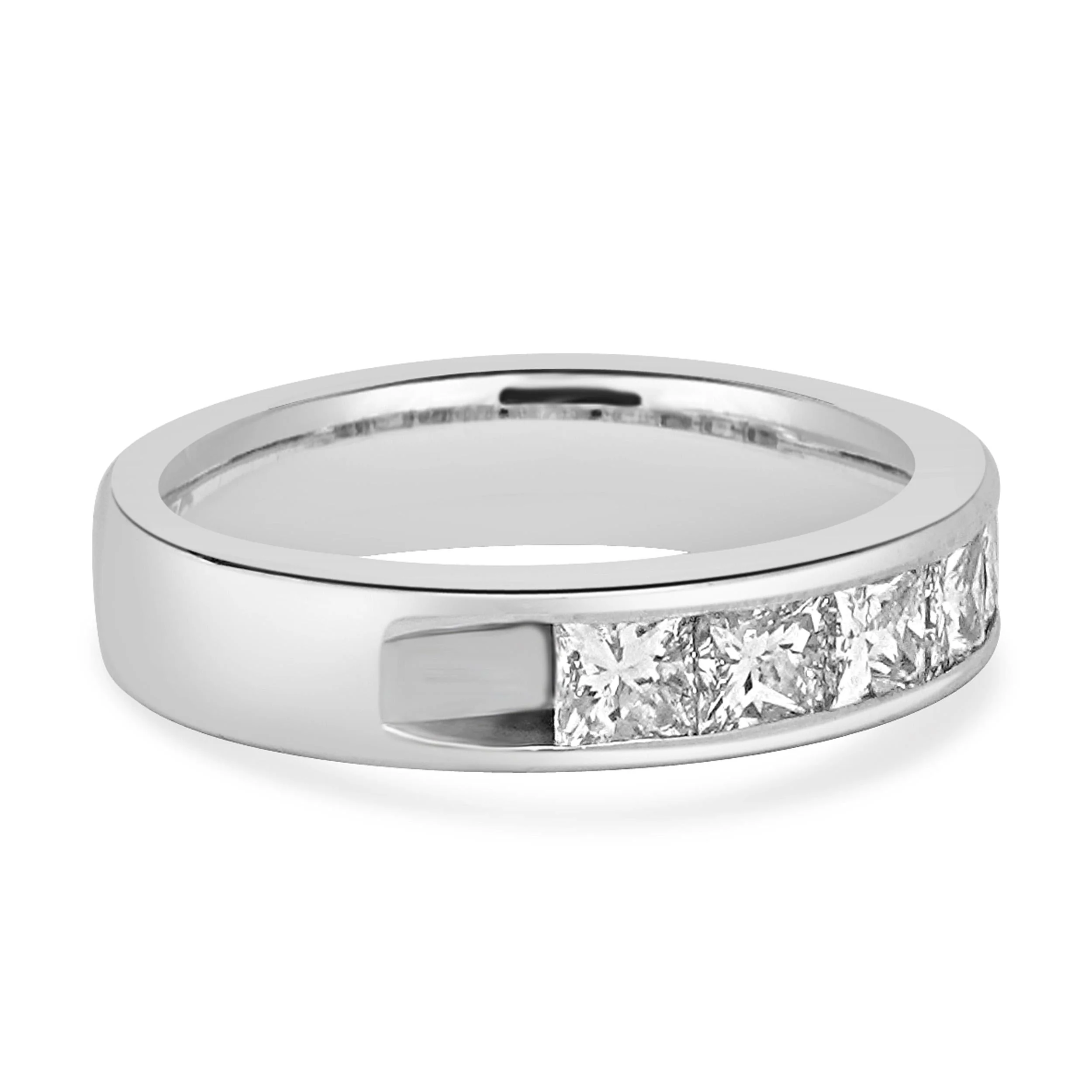 14 Karat White Gold Channel Set Princess Cut Diamond Band - Image 3