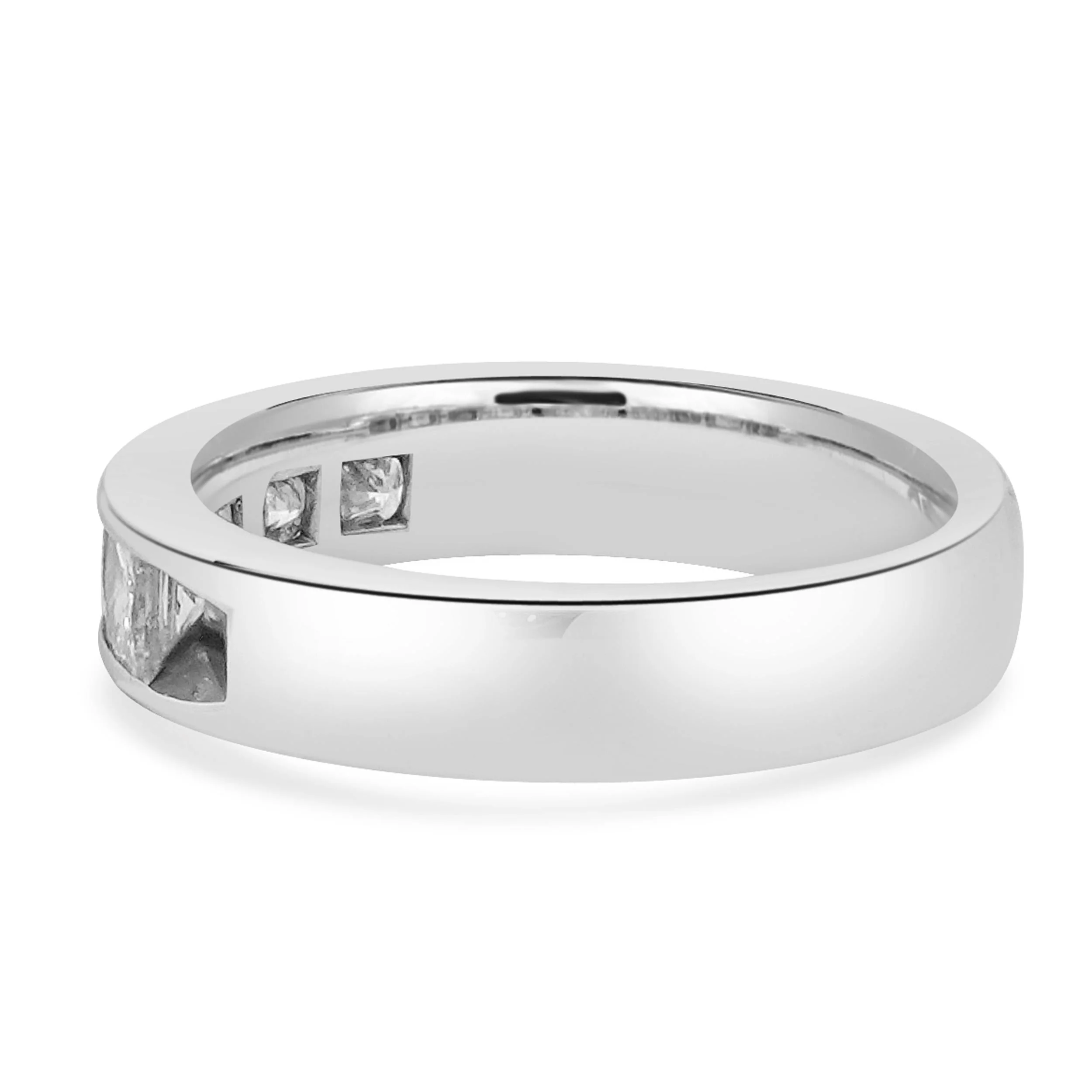14 Karat White Gold Channel Set Princess Cut Diamond Band - Image 4