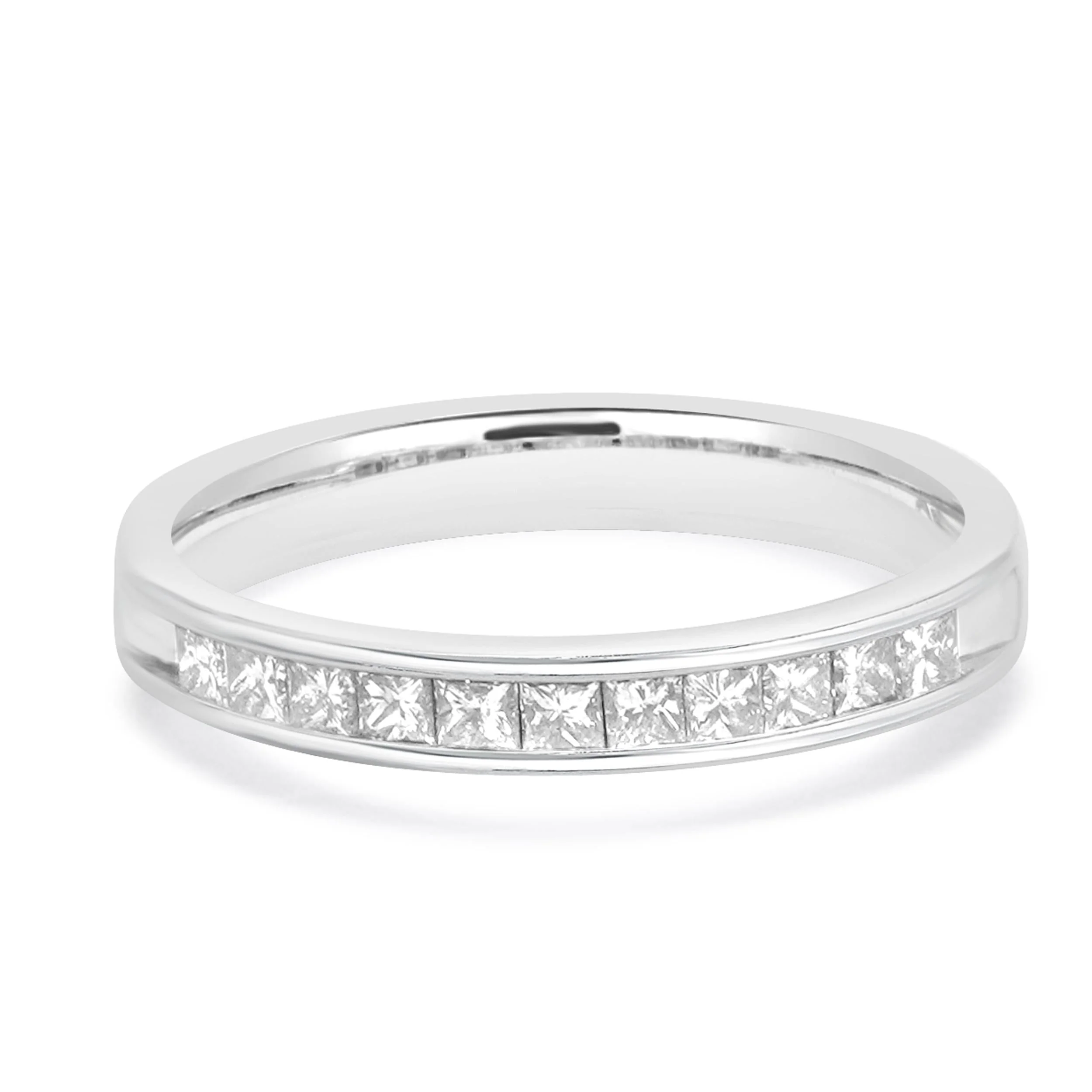 14 Karat White Gold Channel Set Princess Cut Diamond Band