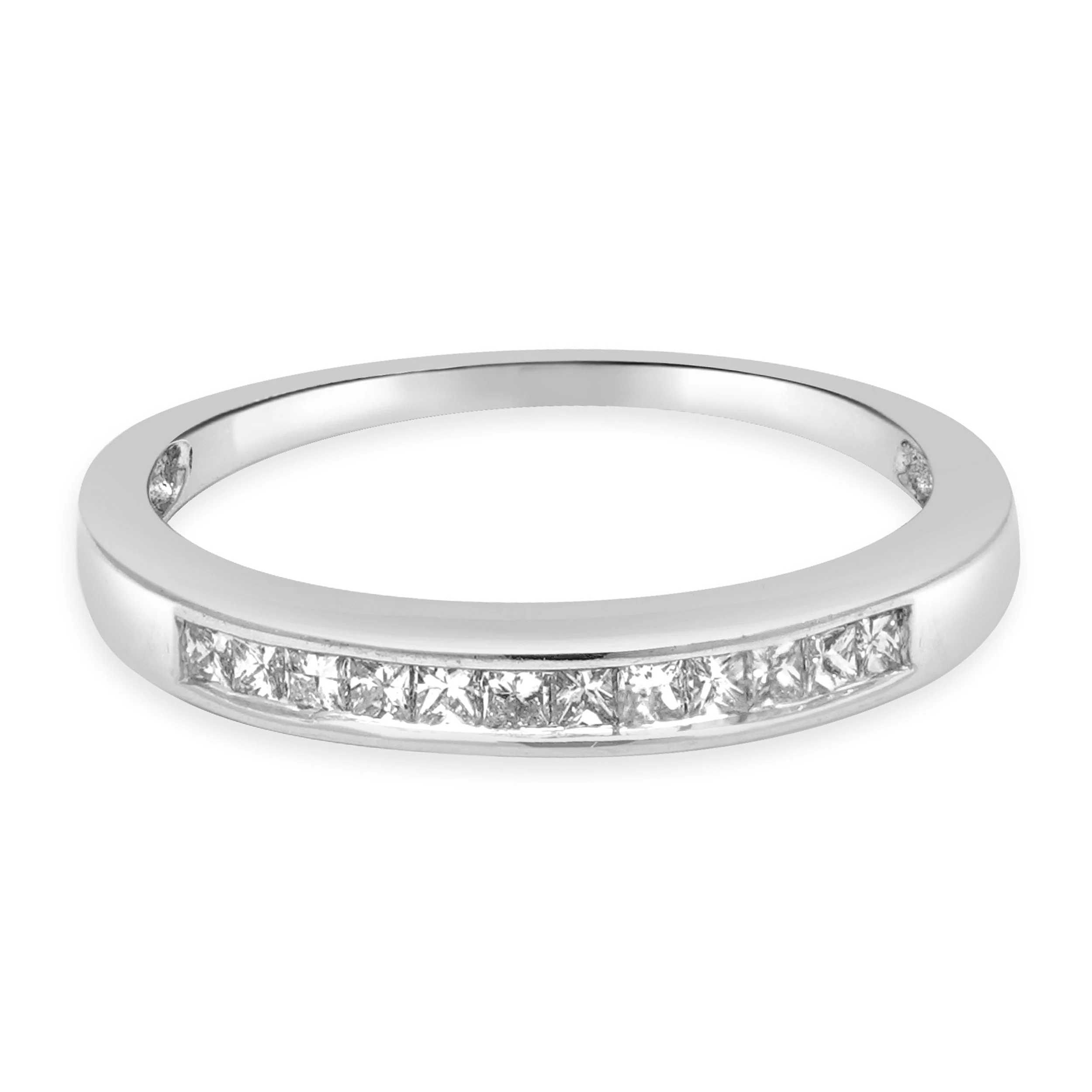 14 Karat White Gold Channel Set Princess Cut Diamond Wedding Band