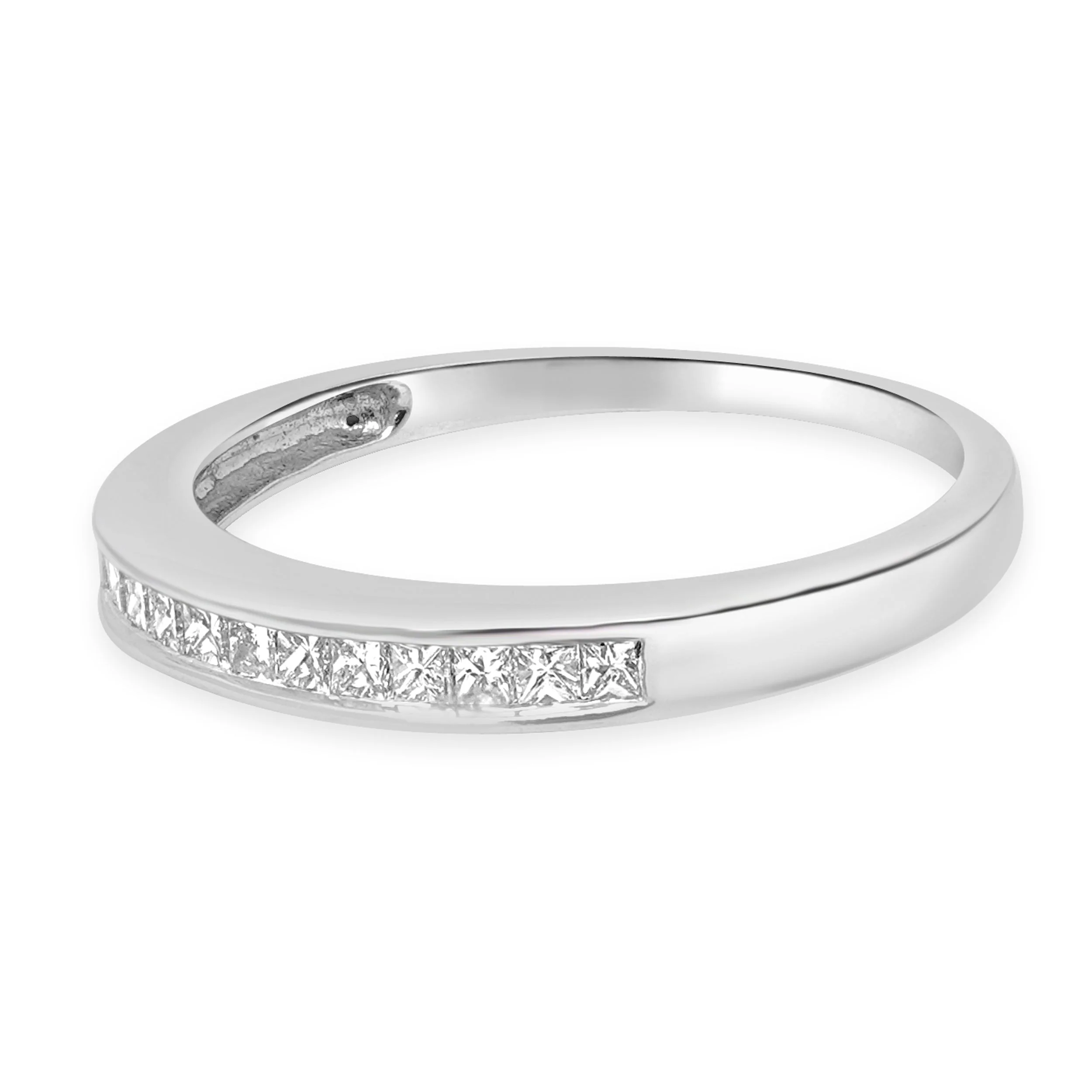 14 Karat White Gold Channel Set Princess Cut Diamond Wedding Band - Image 2