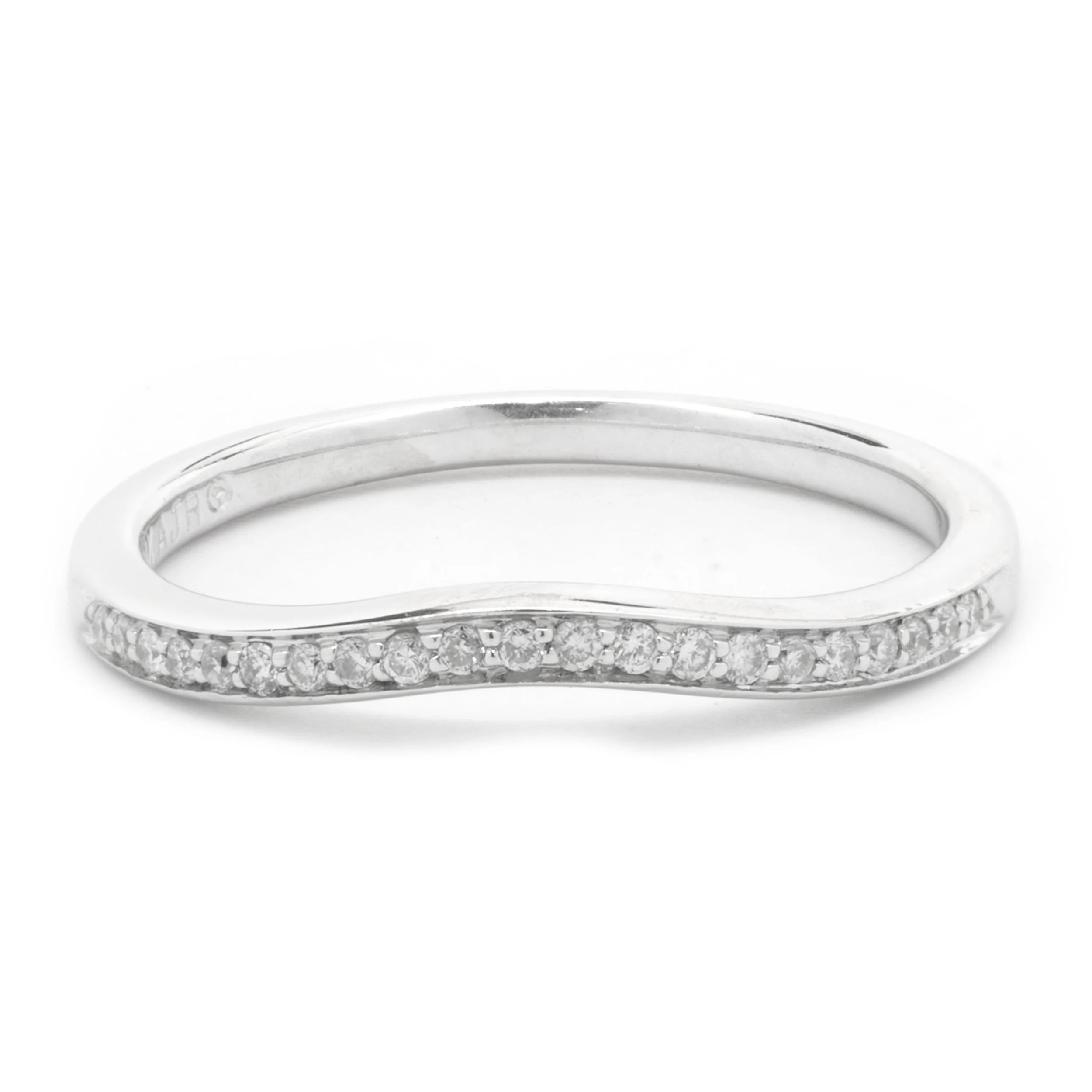 14 Karat White Gold Curved Diamond Band