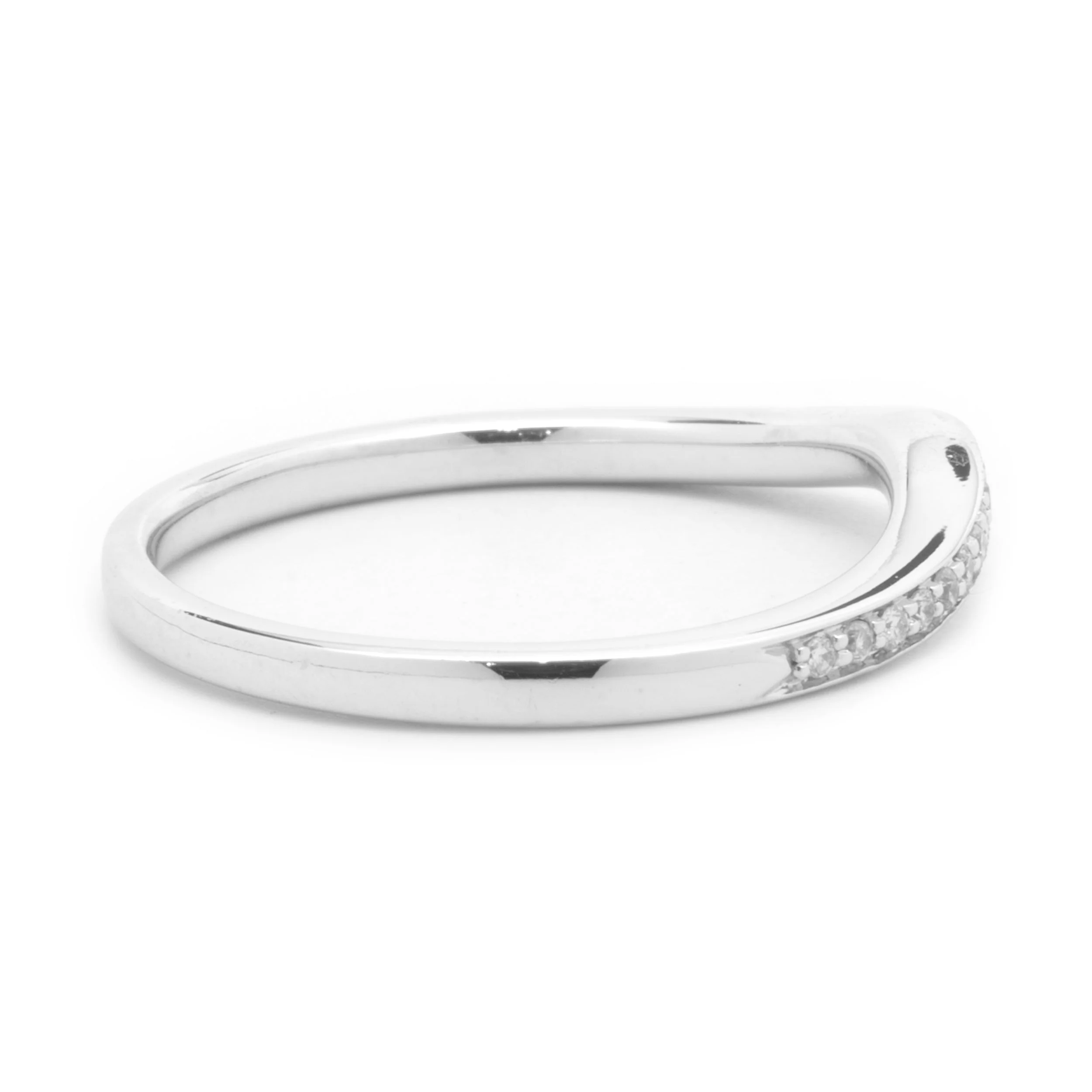 14 Karat White Gold Curved Diamond Band - Image 2