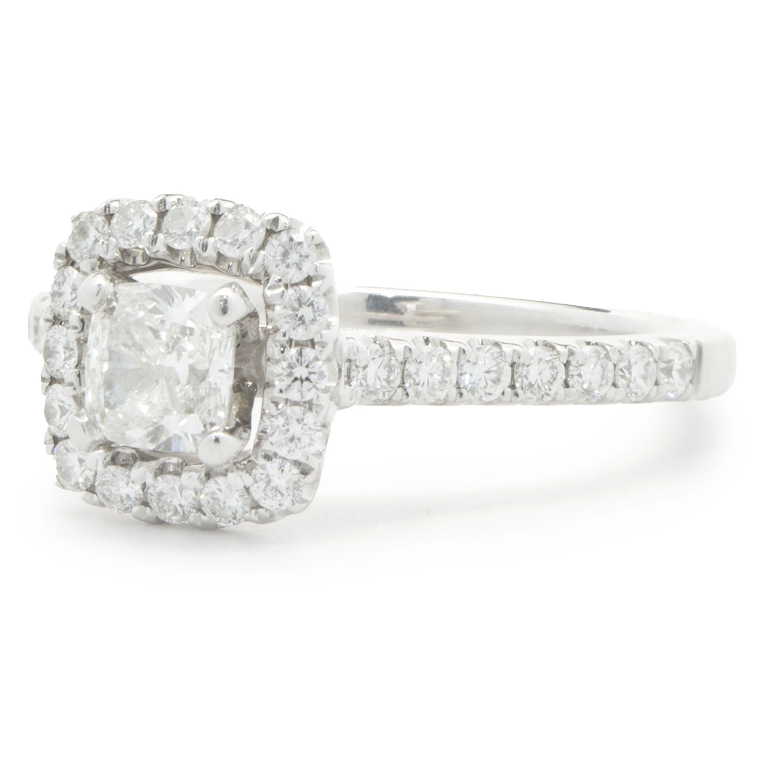 14 Karat White Gold Cushion Cut Diamond Engagement Ring - Image 2