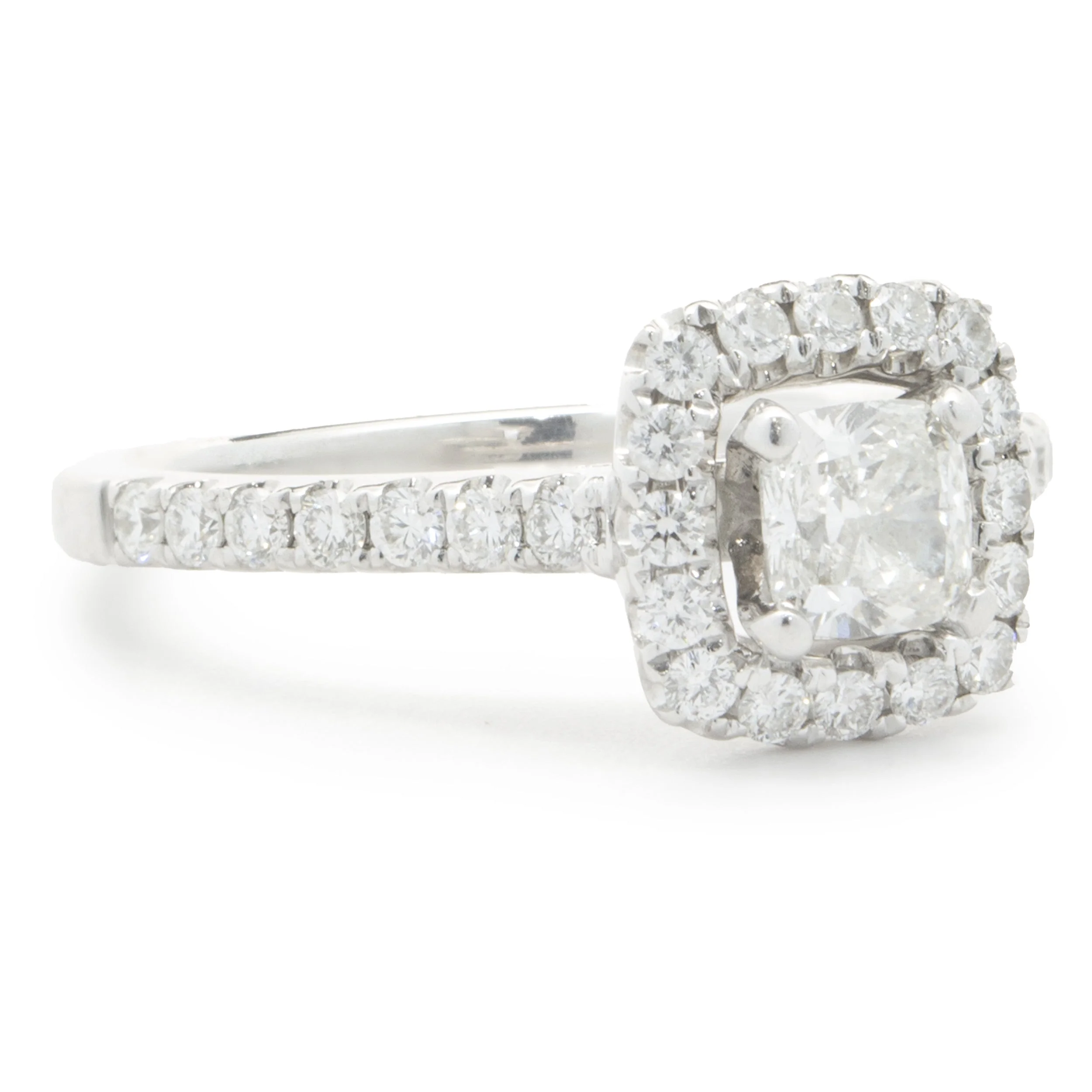 14 Karat White Gold Cushion Cut Diamond Engagement Ring - Image 4