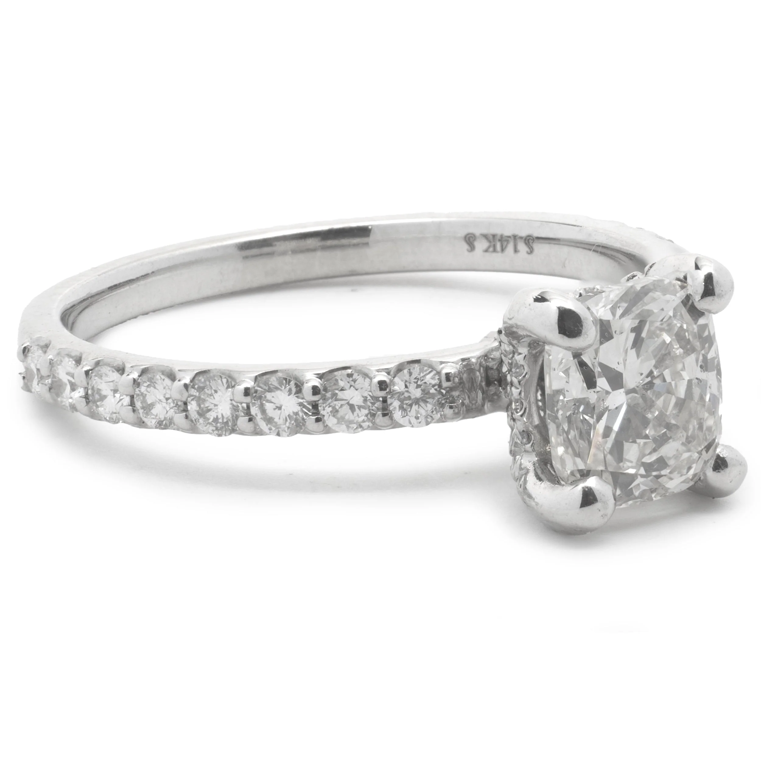 14 Karat White Gold Cushion Cut Diamond Engagement Ring - Image 3