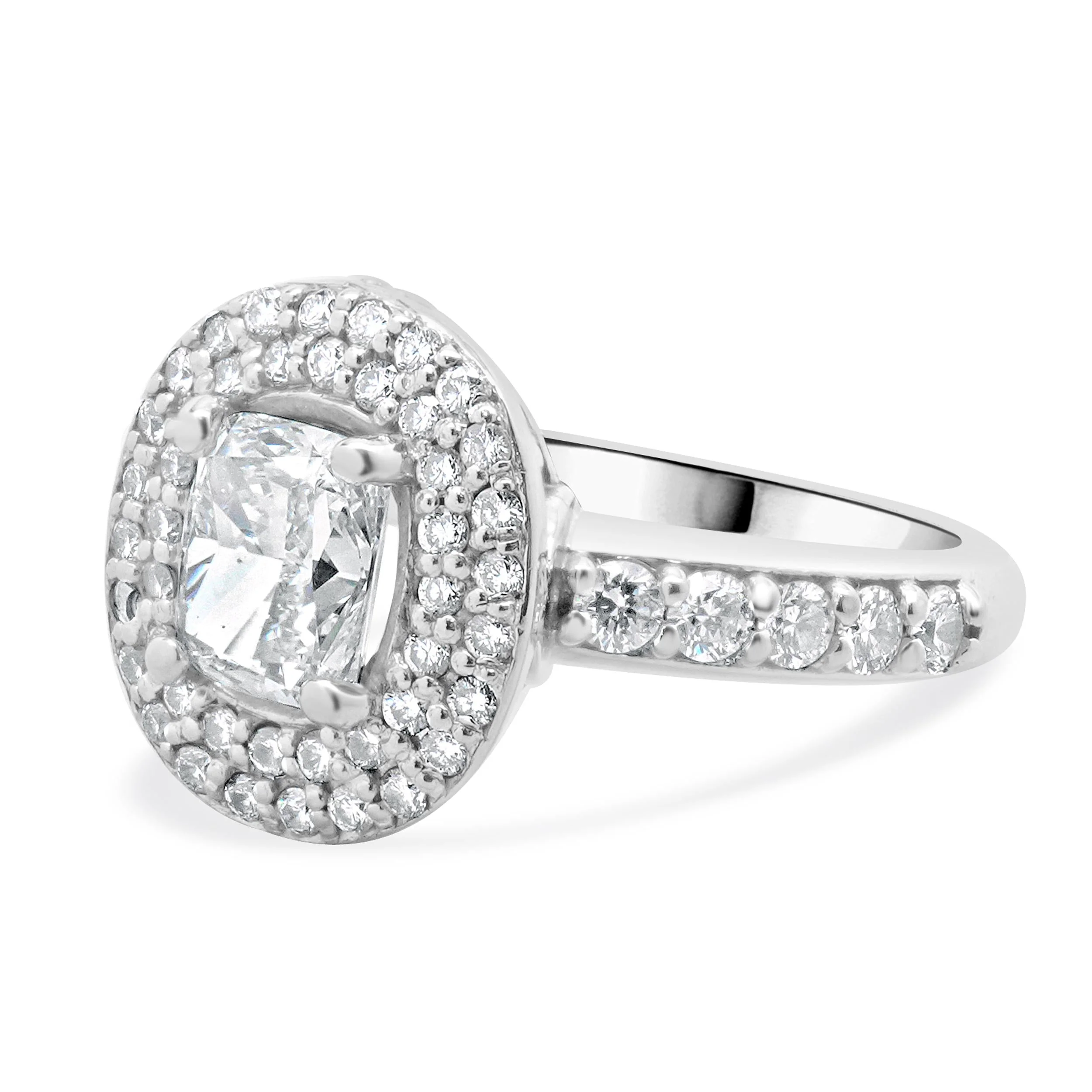 14 Karat White Gold Cushion Cut Diamond Engagement Ring - Image 2