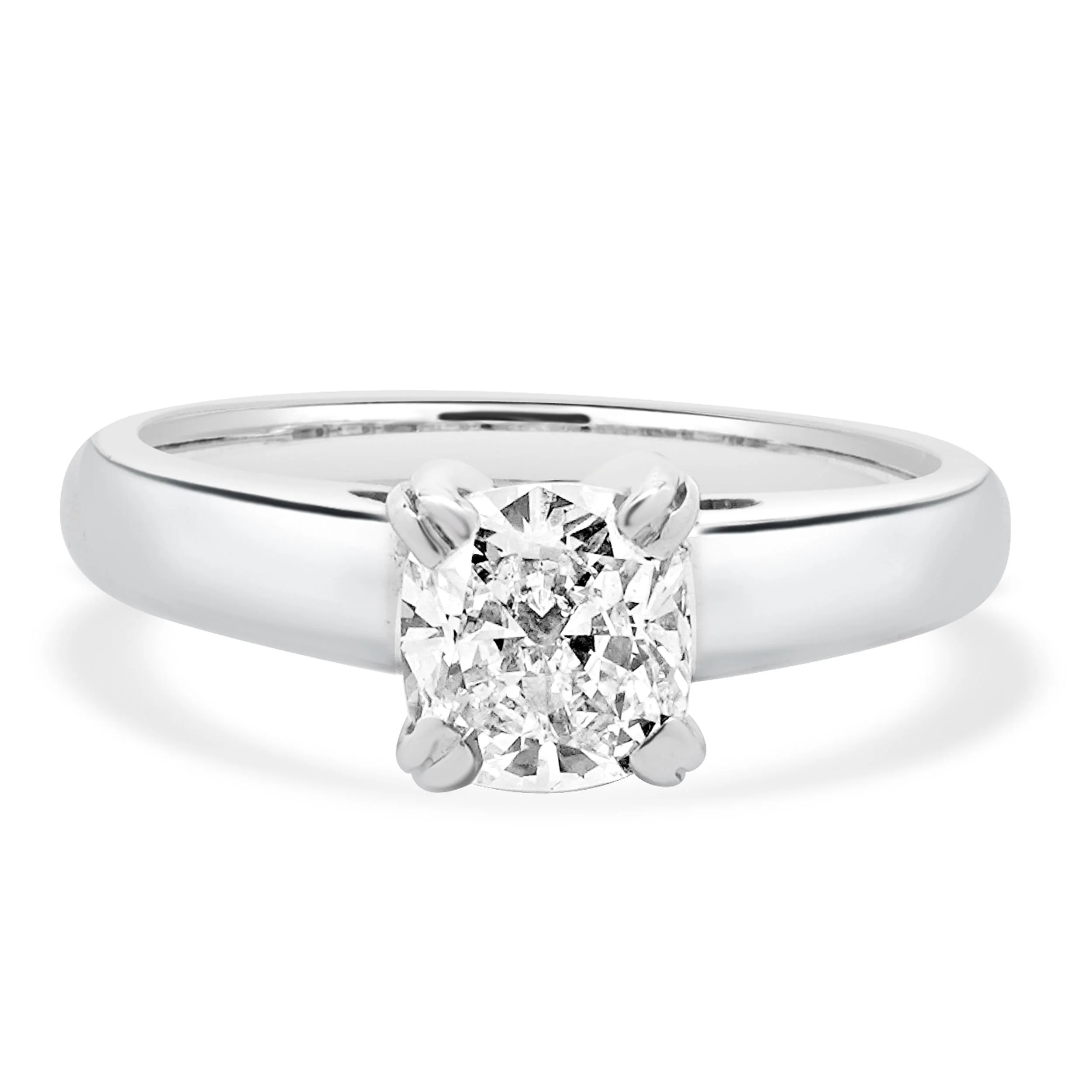 14 Karat White Gold Cushion Cut Diamond Engagement Ring