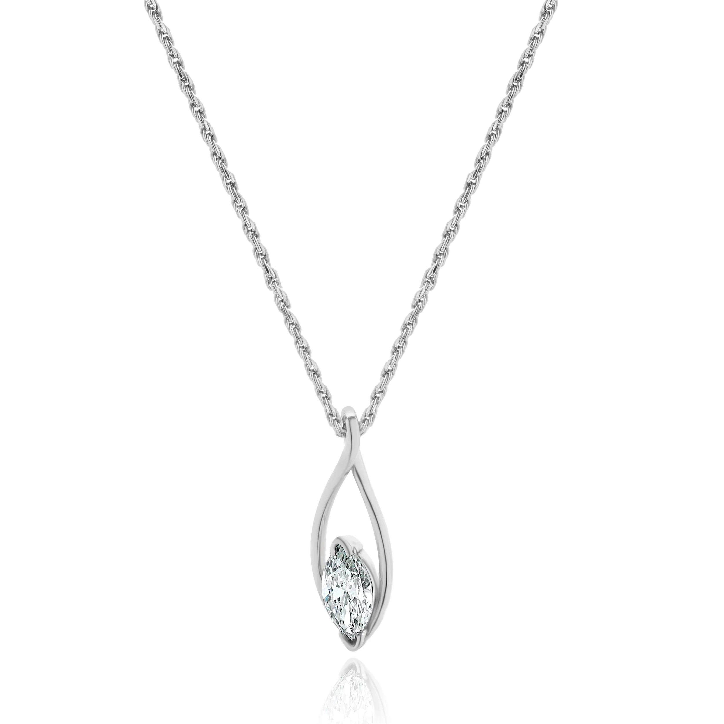 14 Karat White Gold Cut Diamond Necklace