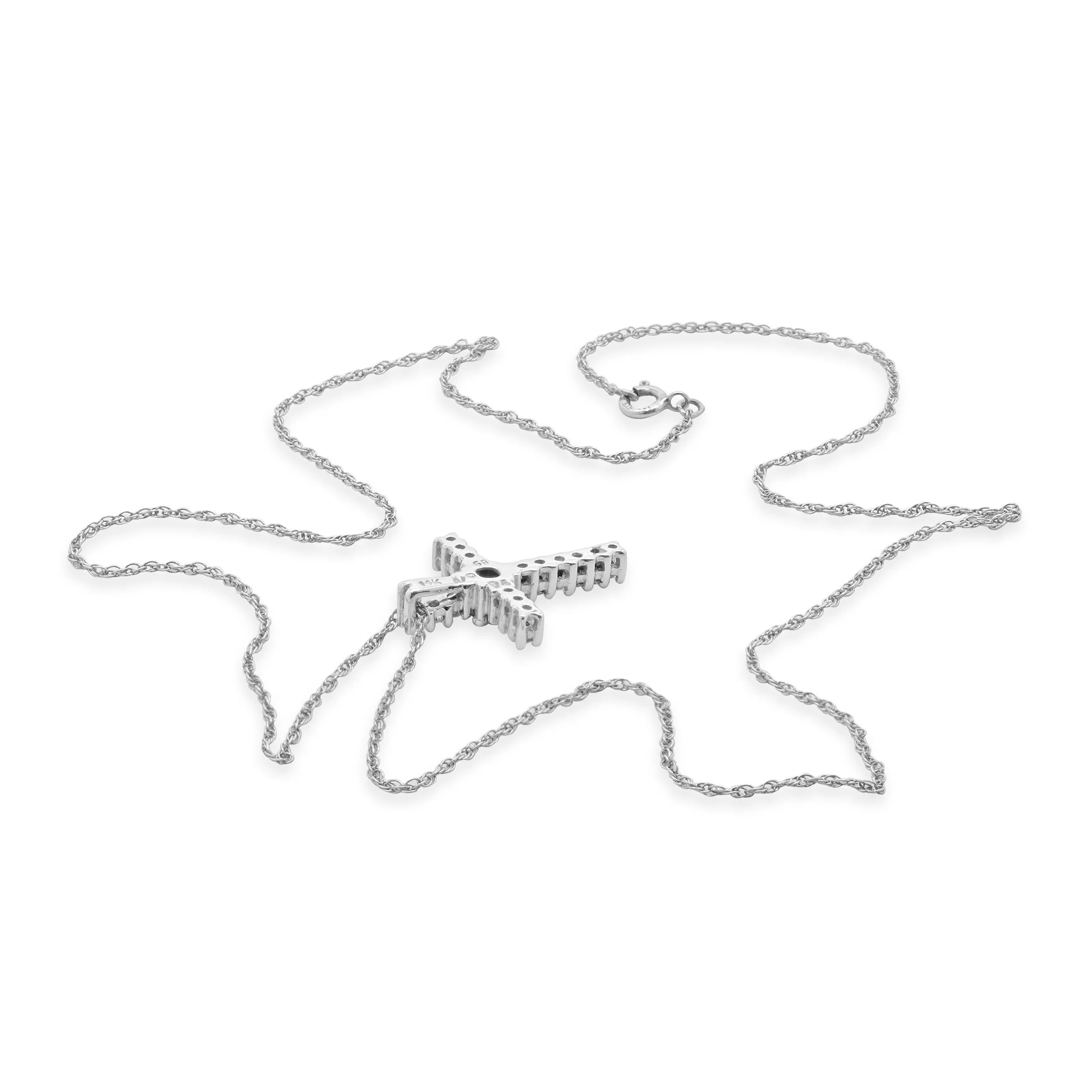 14 Karat White Gold Diamond and Ruby Cross Necklace - Image 3