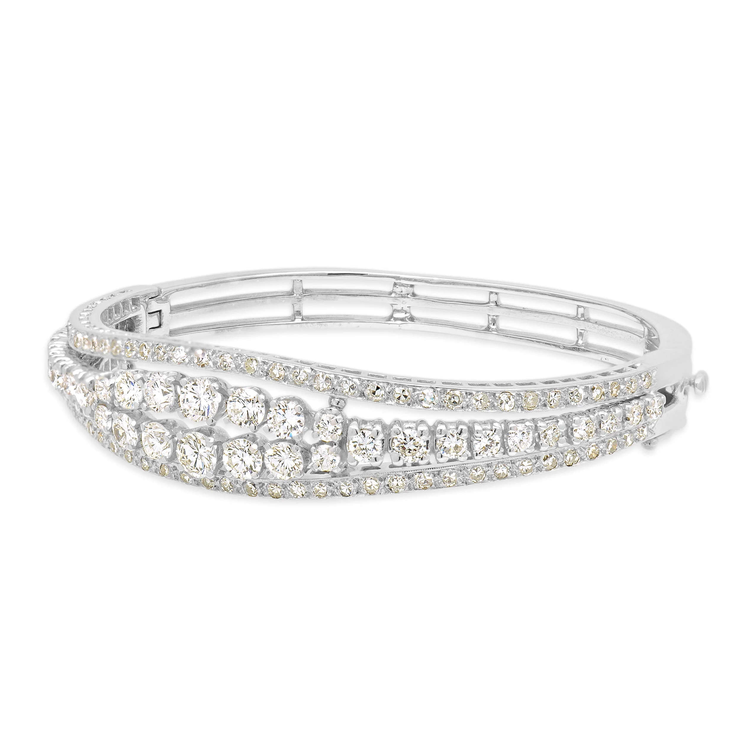 14 Karat White Gold Diamond Bangle Bracelet - Image 2