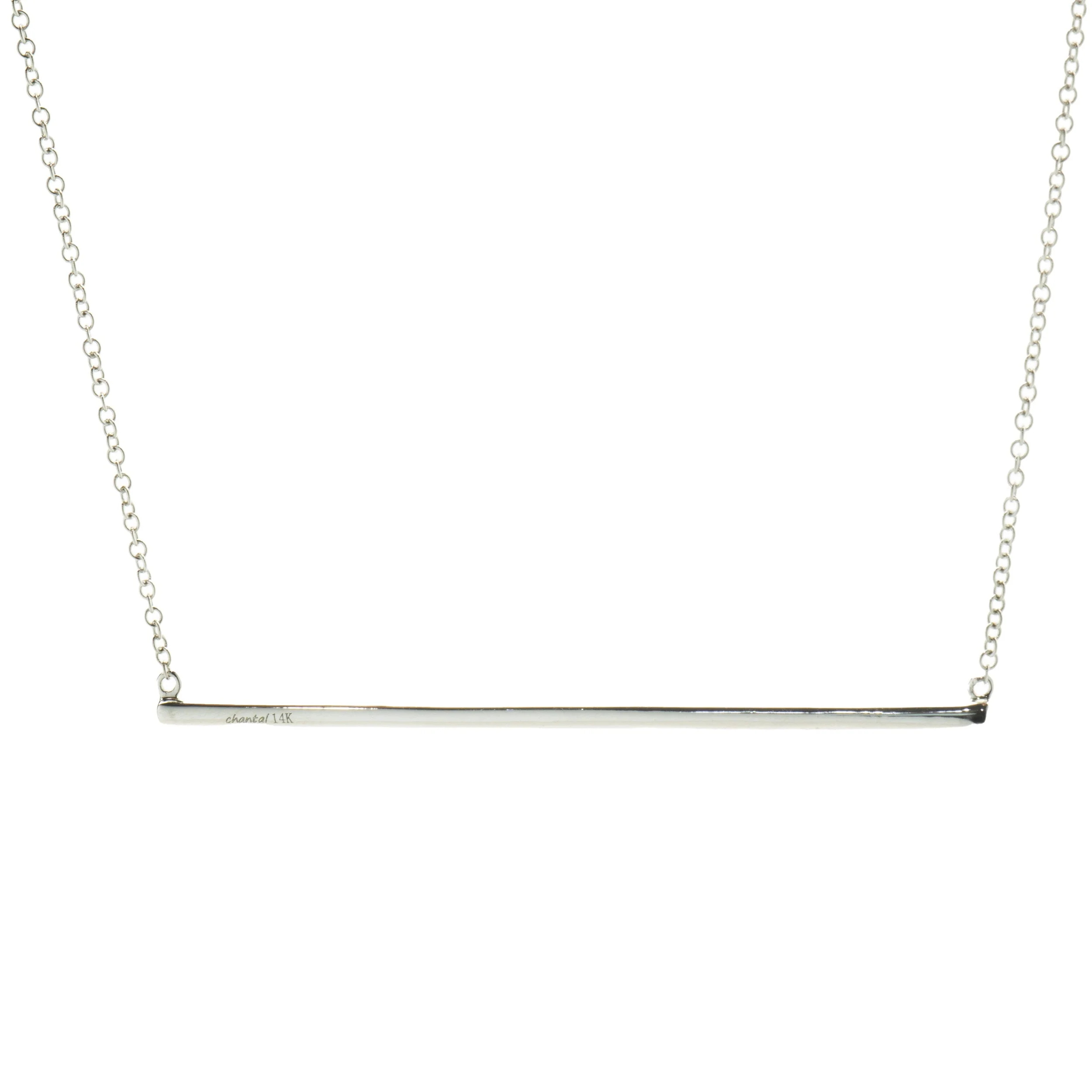 14 Karat White Gold Diamond Bar Necklace - Image 4