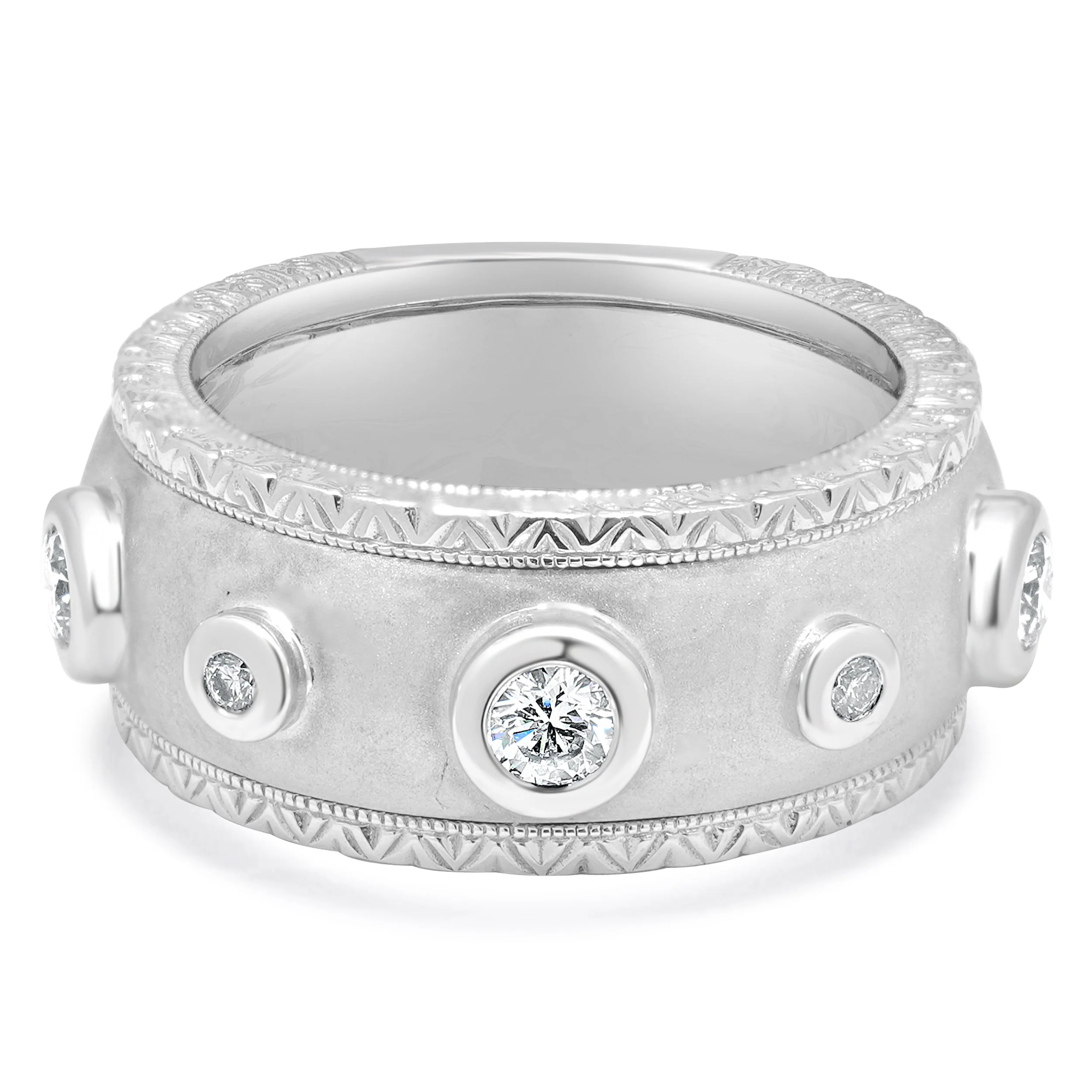 14 Karat White Gold Diamond Bezel Set Band