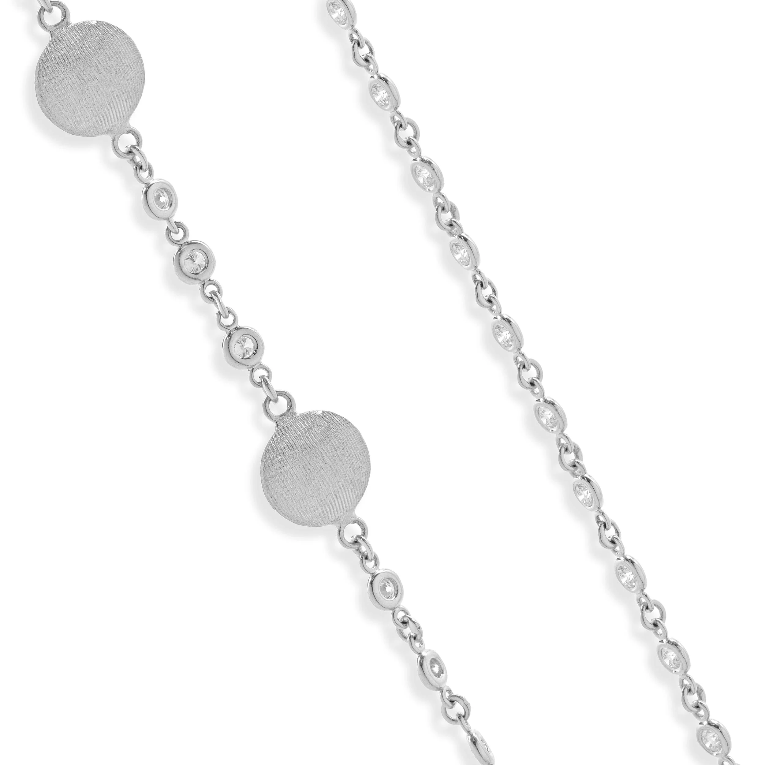 14 Karat White Gold Diamond By The Yard Gold Ball Necklace - Image 3