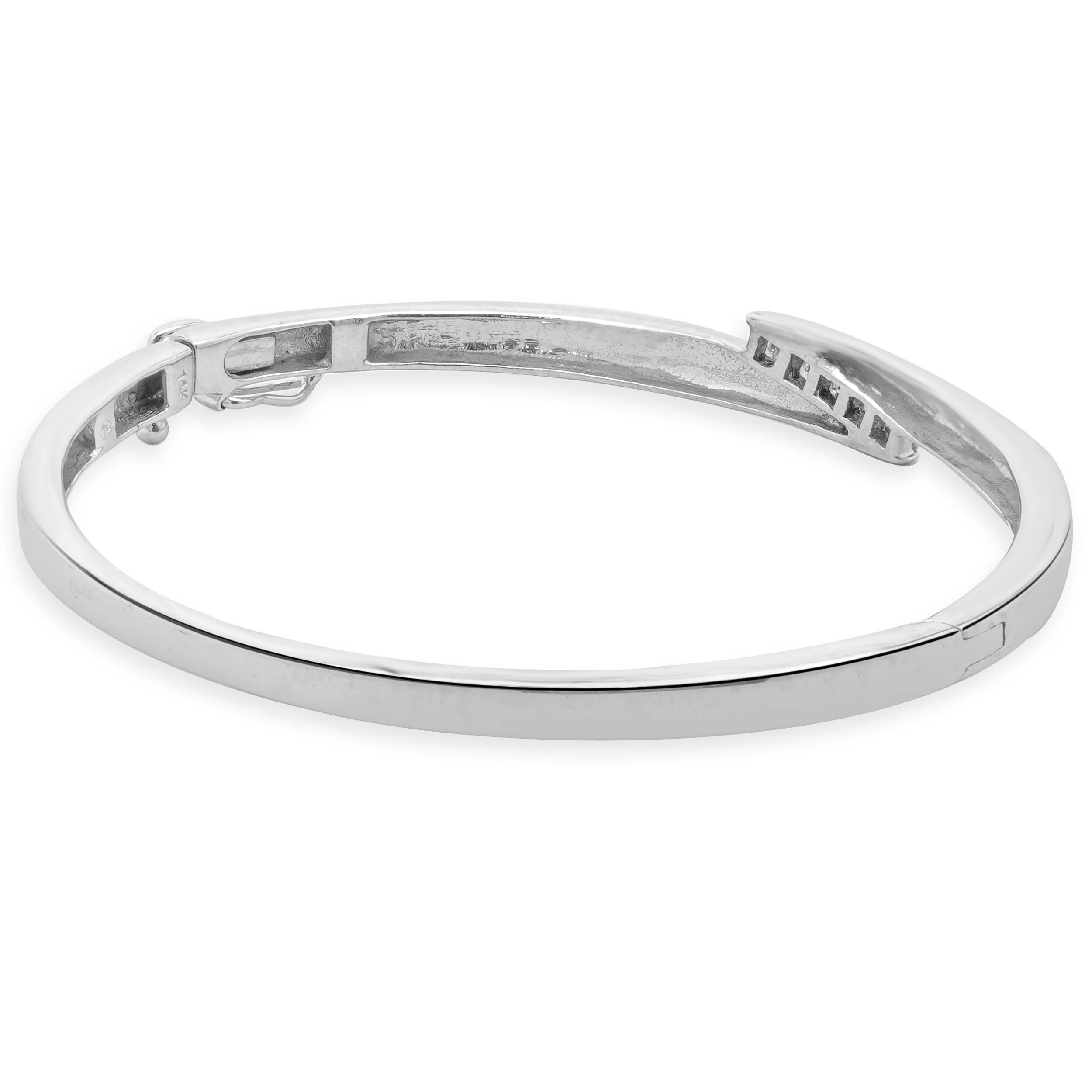 14 Karat White Gold Diamond Bypass Bangle Bracelet - Image 3