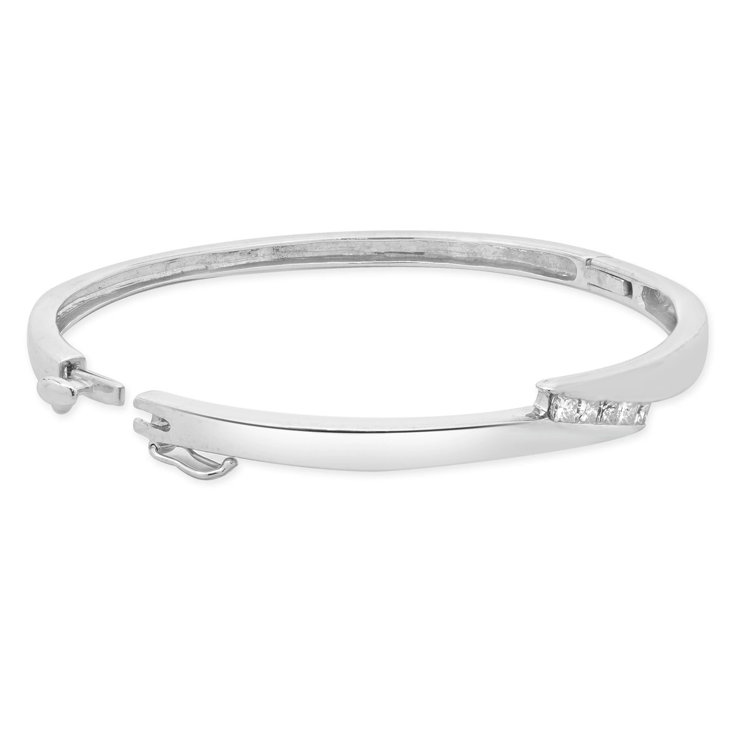 14 Karat White Gold Diamond Bypass Bangle Bracelet - Image 4