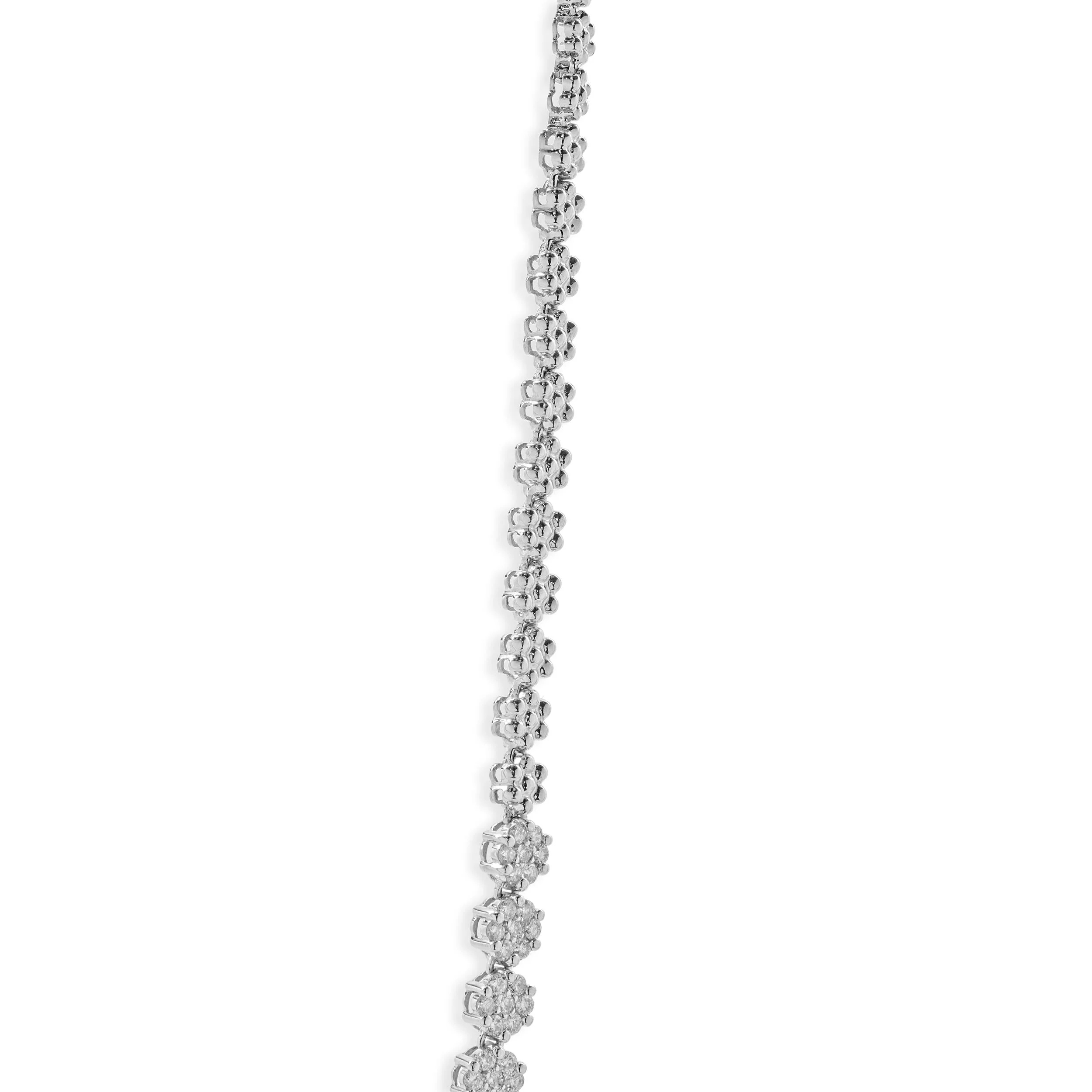 14 Karat White Gold Diamond Cluster Collar Necklace - Image 2