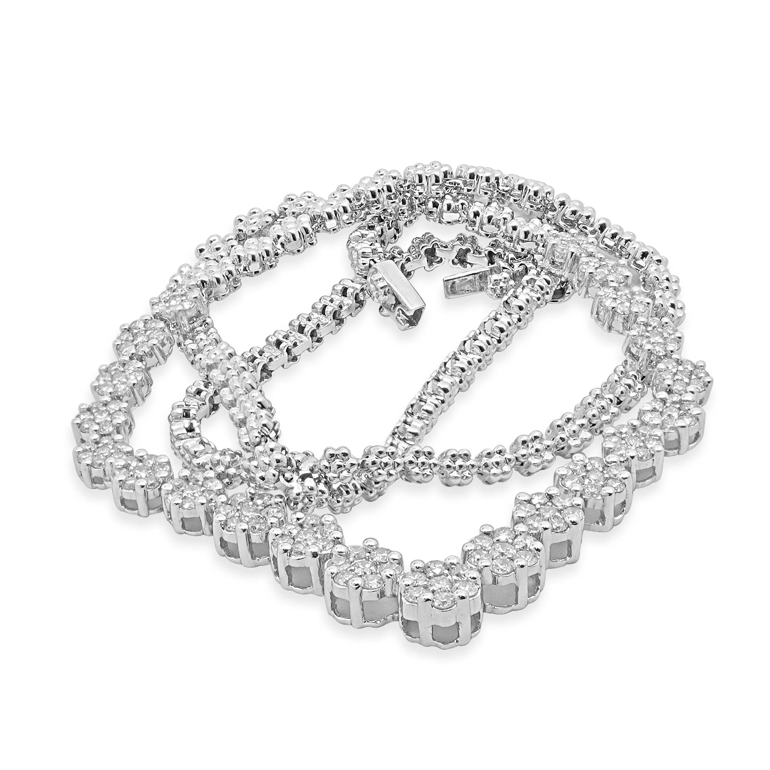 14 Karat White Gold Diamond Cluster Collar Necklace - Image 4