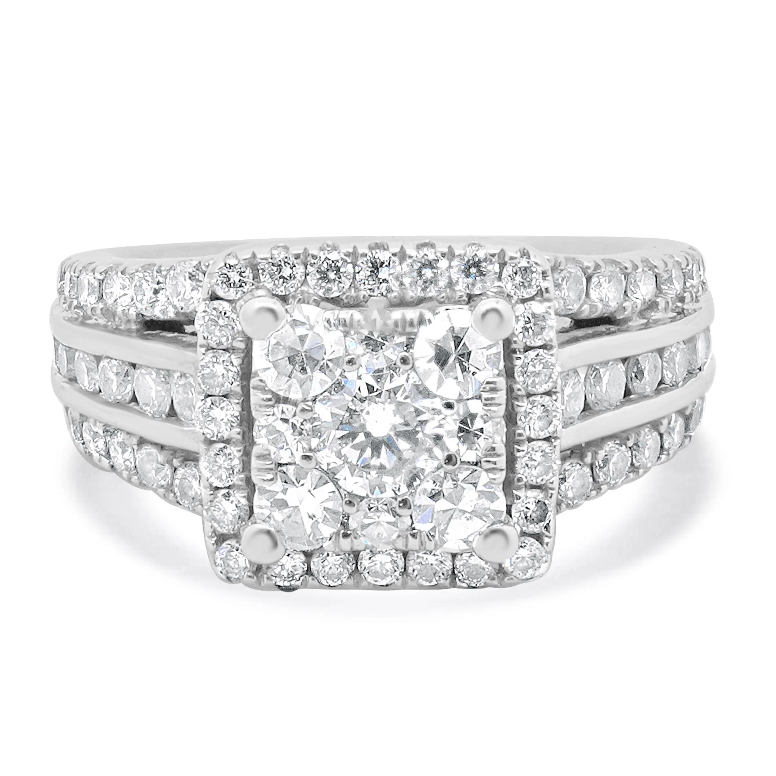 14 Karat White Gold Diamond Cluster Engagement Ring