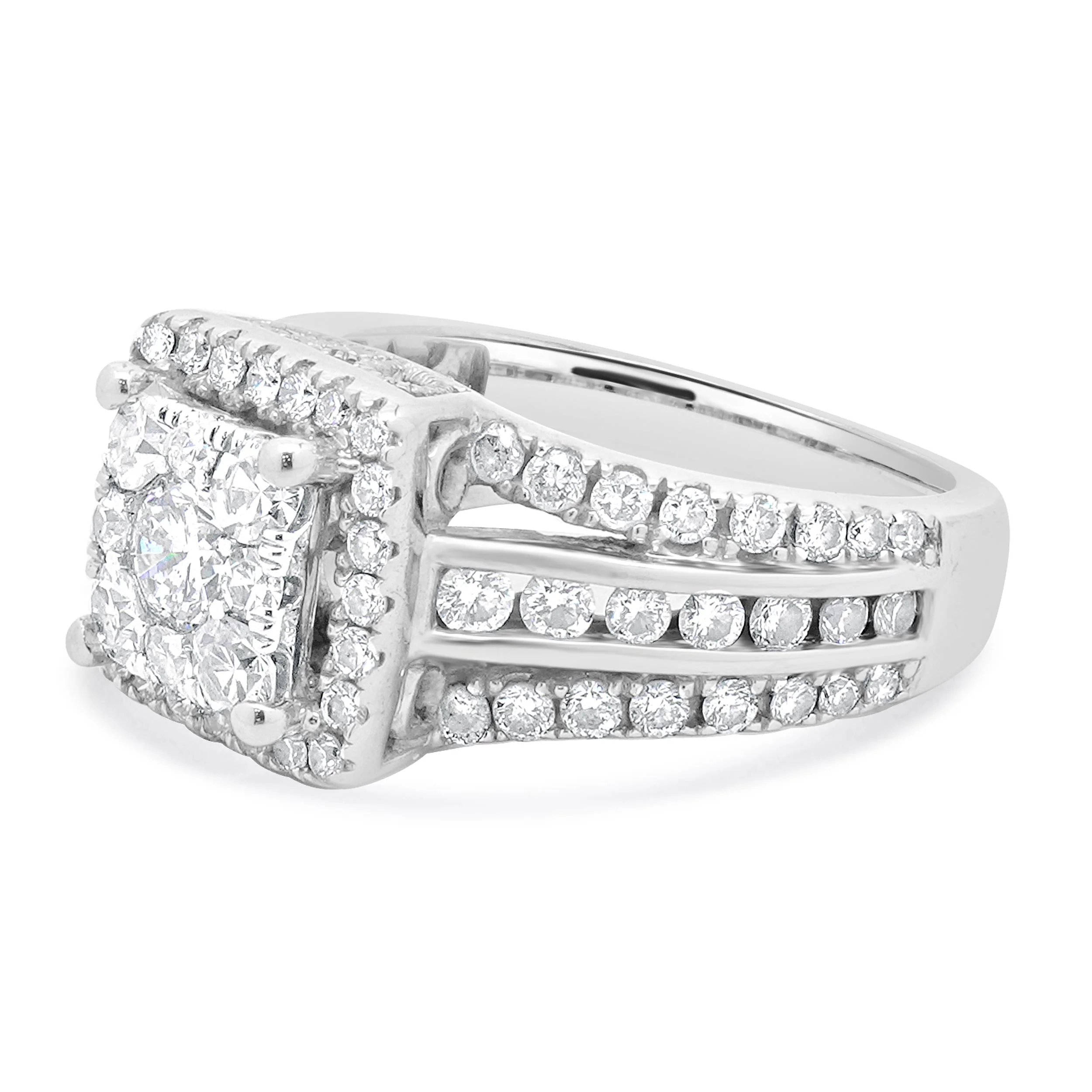 14 Karat White Gold Diamond Cluster Engagement Ring - Image 2