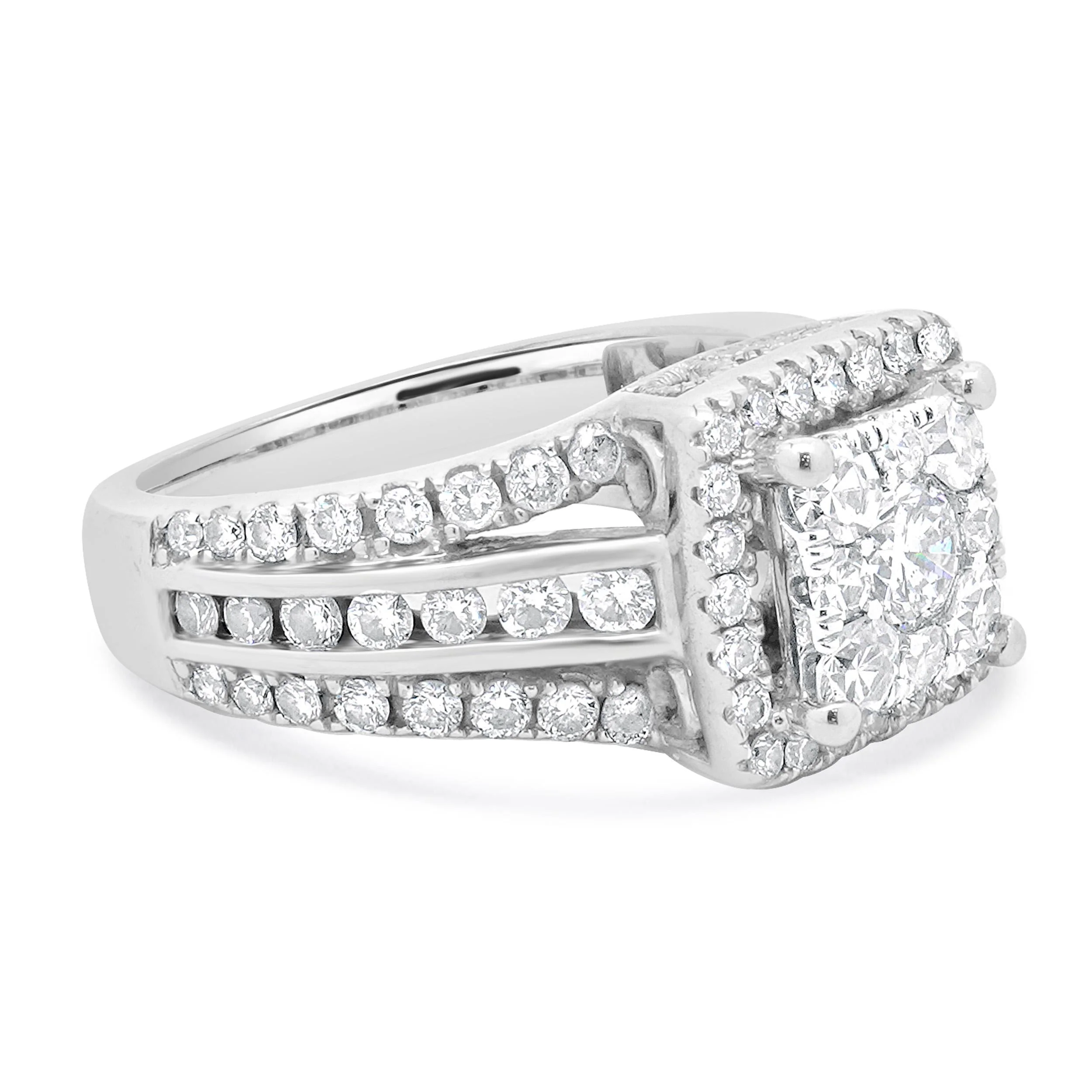 14 Karat White Gold Diamond Cluster Engagement Ring - Image 3