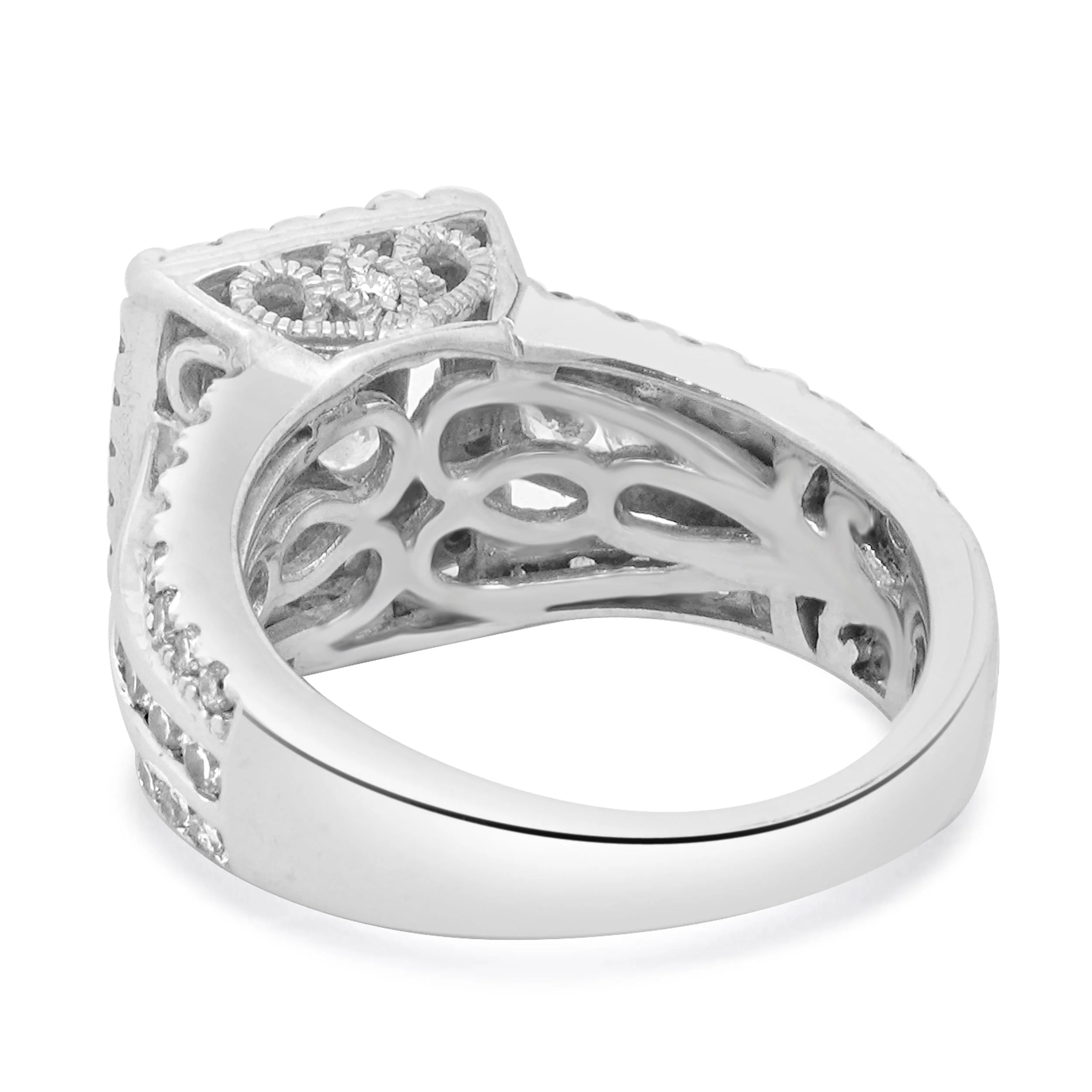 14 Karat White Gold Diamond Cluster Engagement Ring - Image 4
