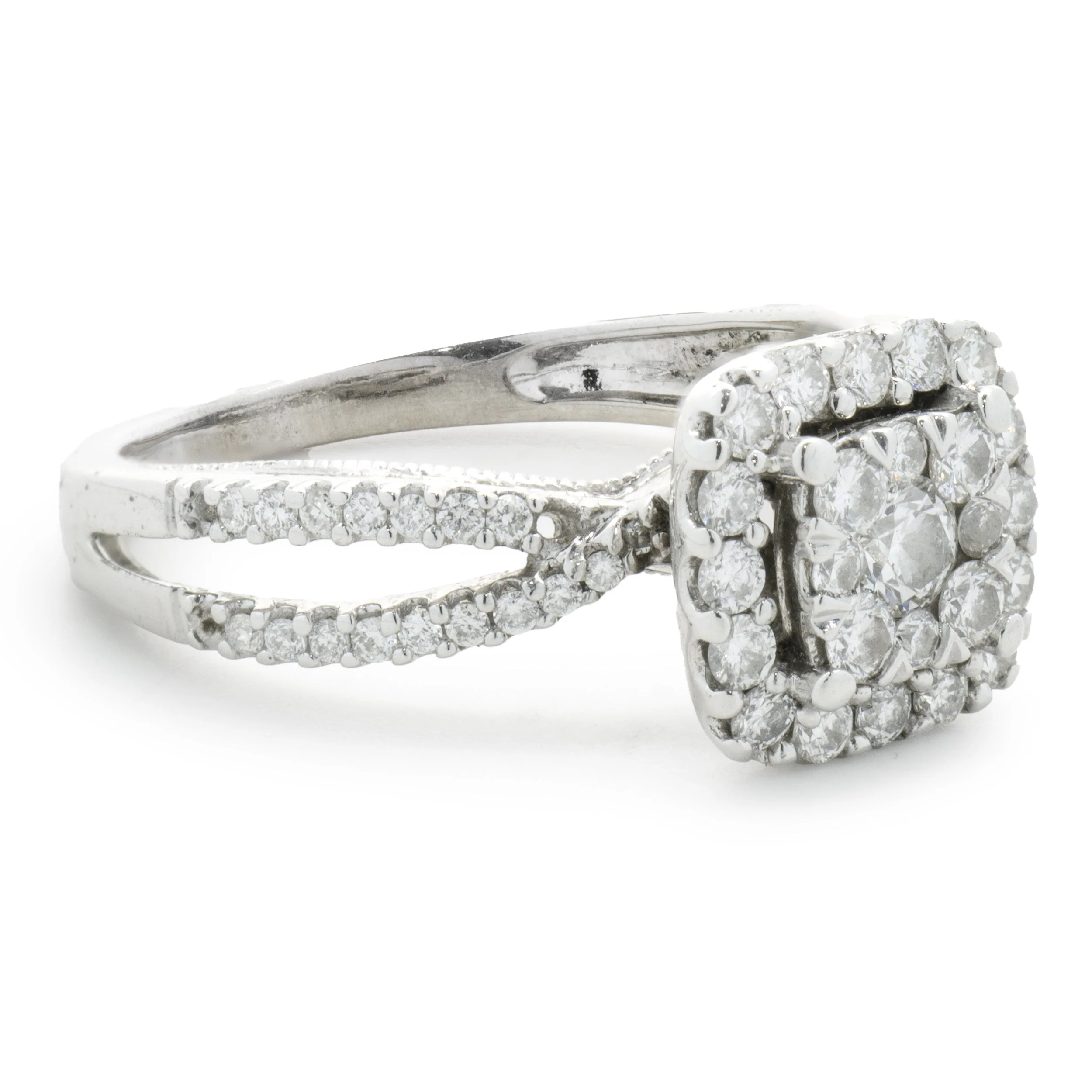 14 Karat White Gold Diamond Cluster Engagement Ring - Image 2