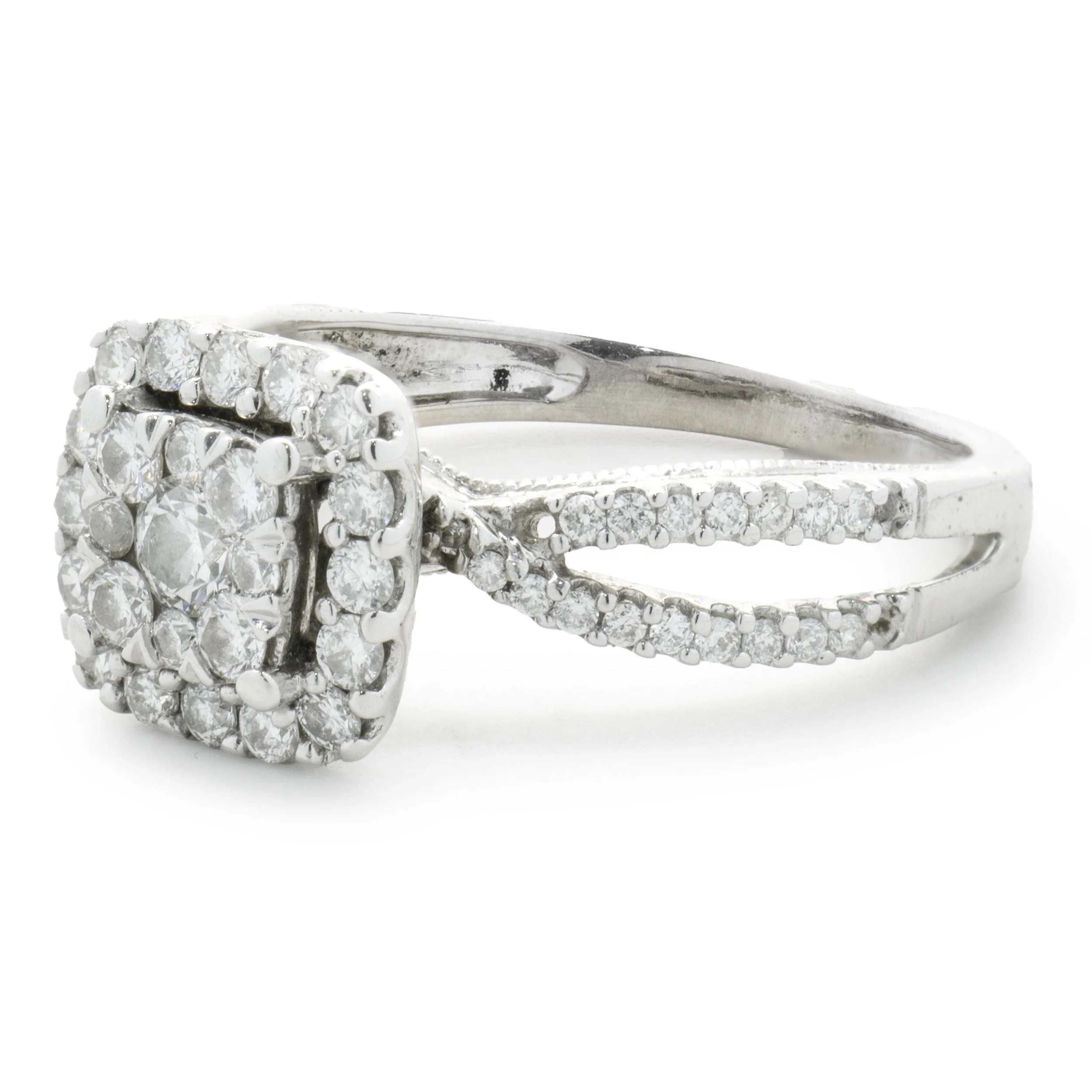 14 Karat White Gold Diamond Cluster Engagement Ring - Image 4