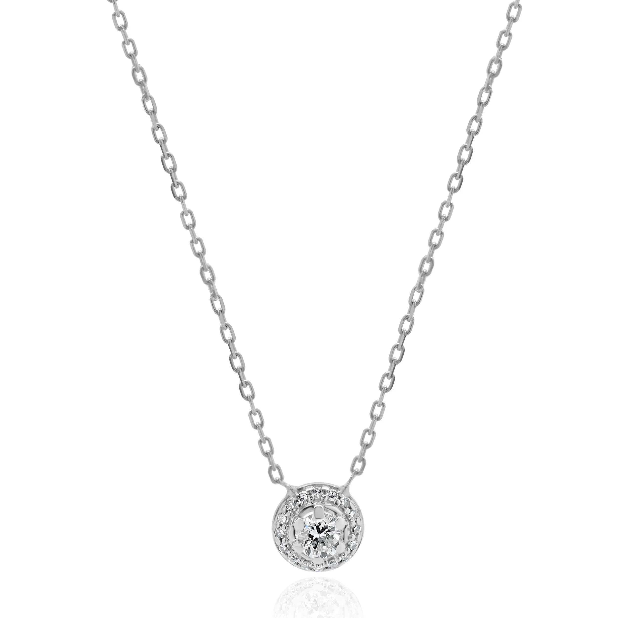 14 Karat White Gold Diamond Cluster Necklace
