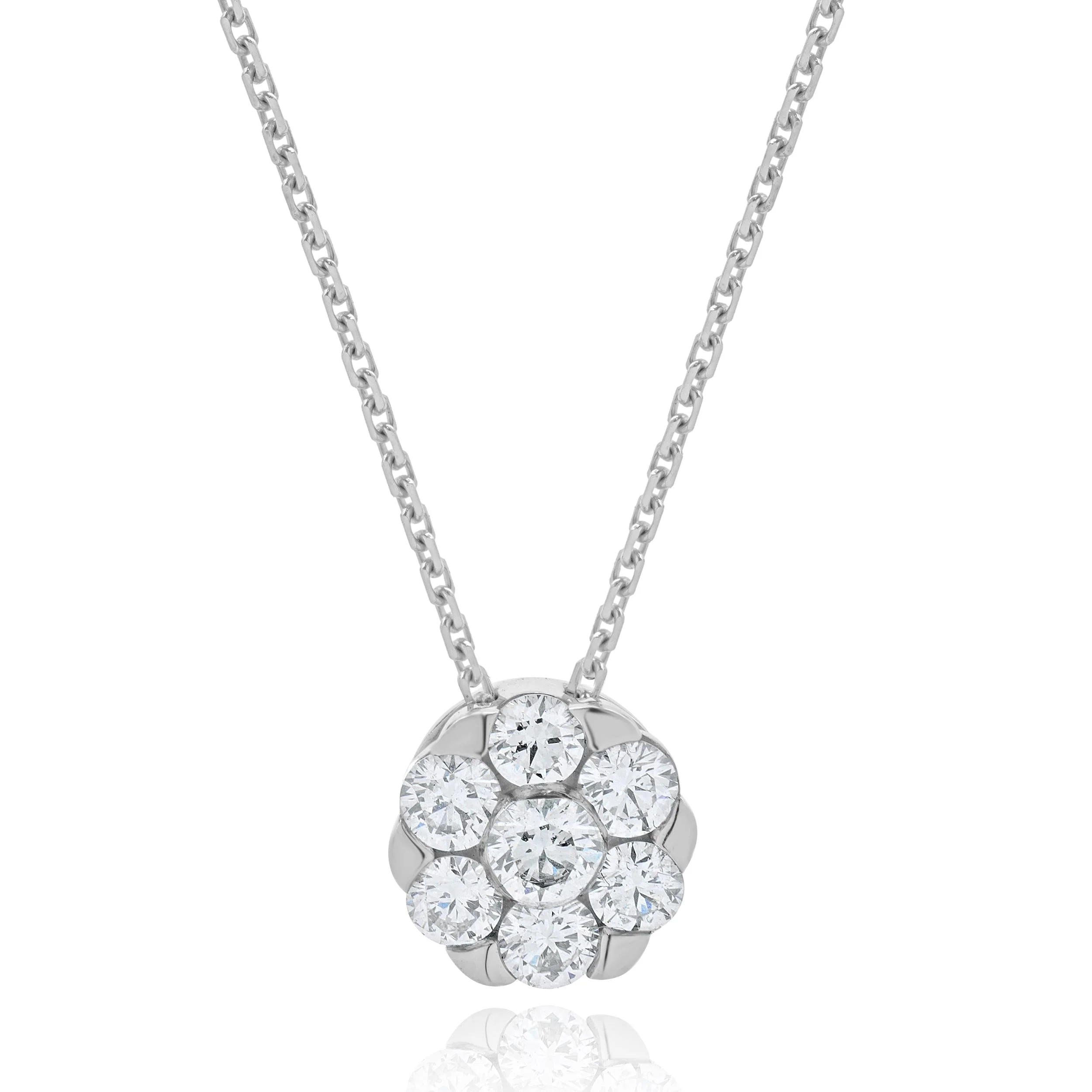 14 Karat White Gold Diamond Cluster Pendant Necklace - Image 2