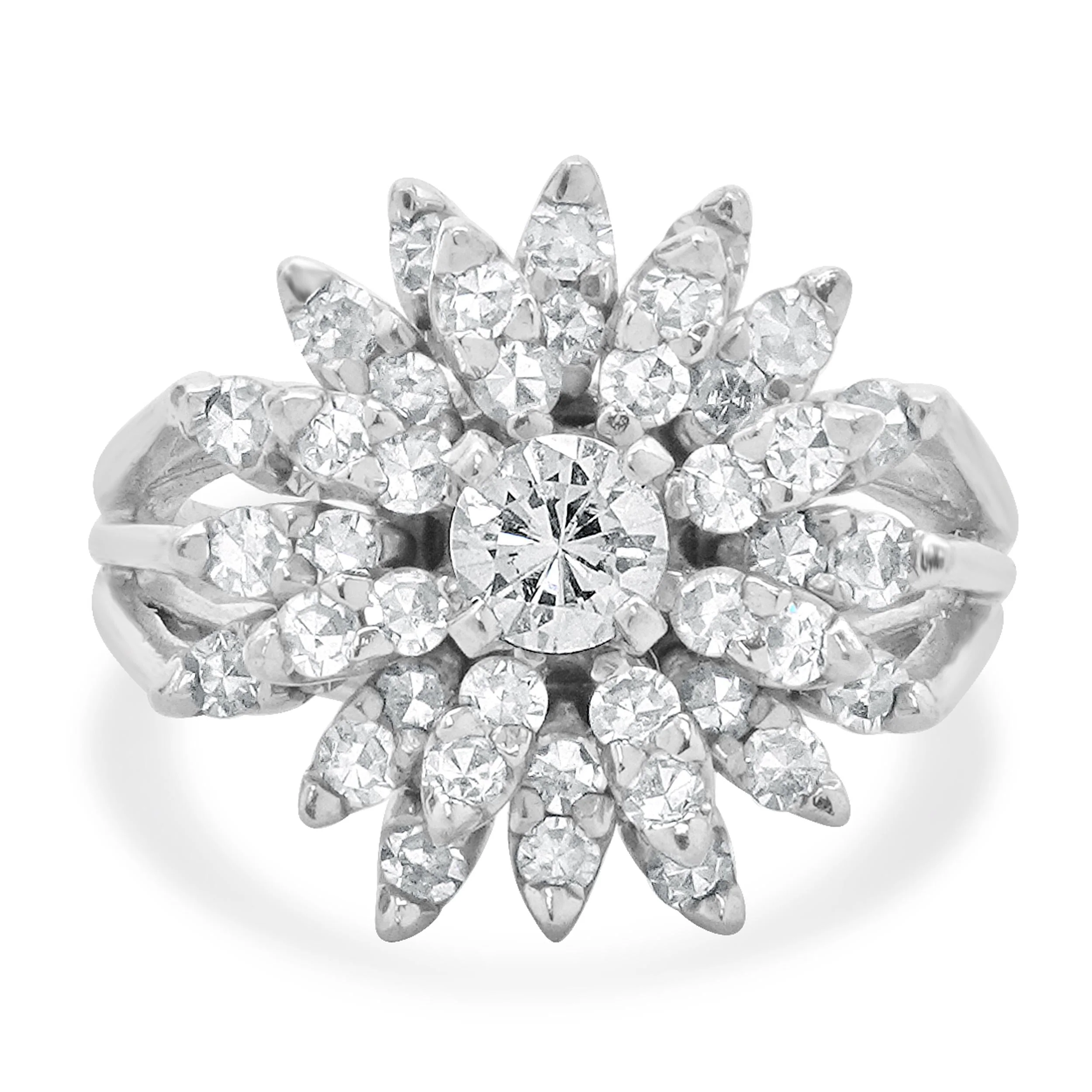 14 Karat White Gold Diamond Cocktail Ring