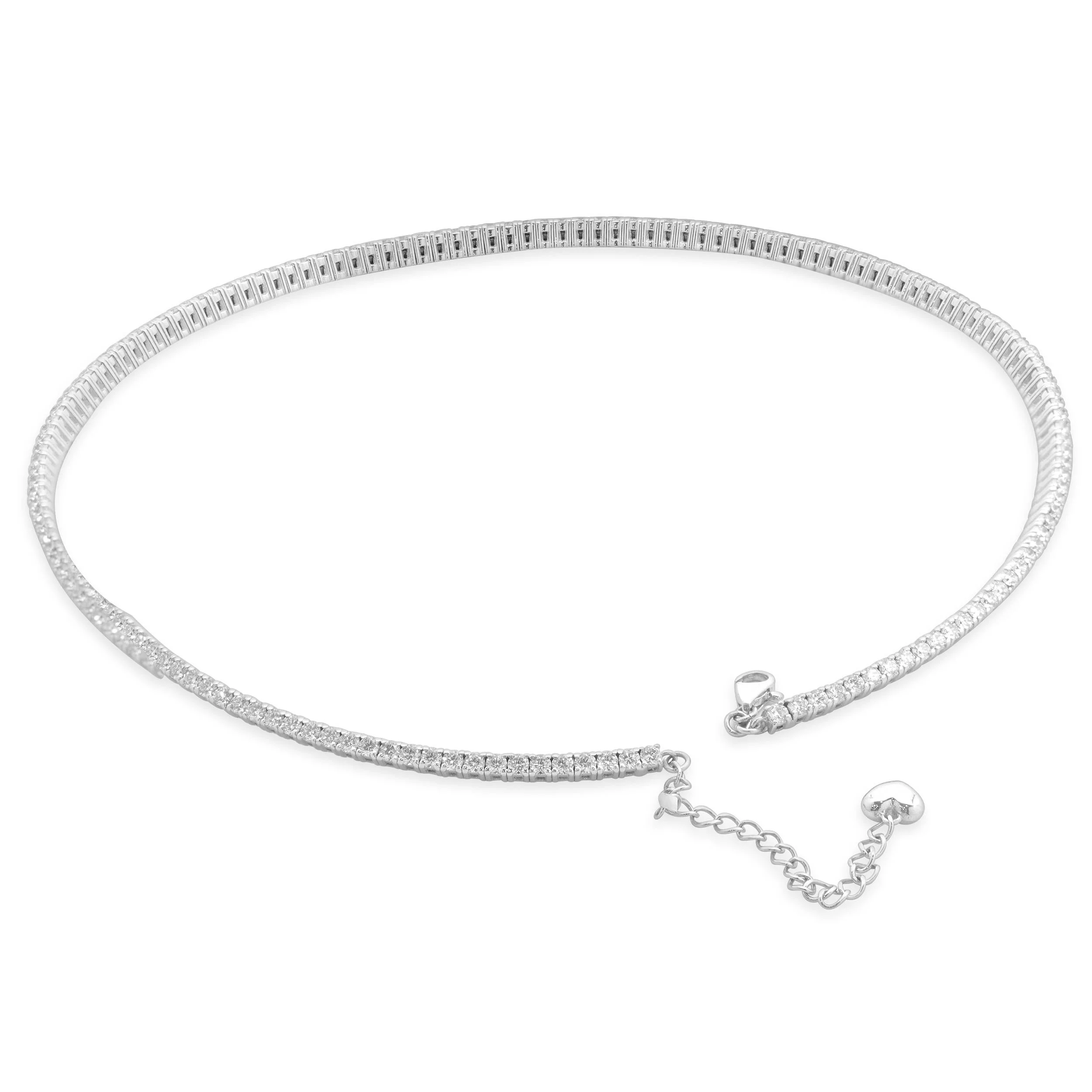 14 Karat White Gold Diamond Collar Necklace - Image 2