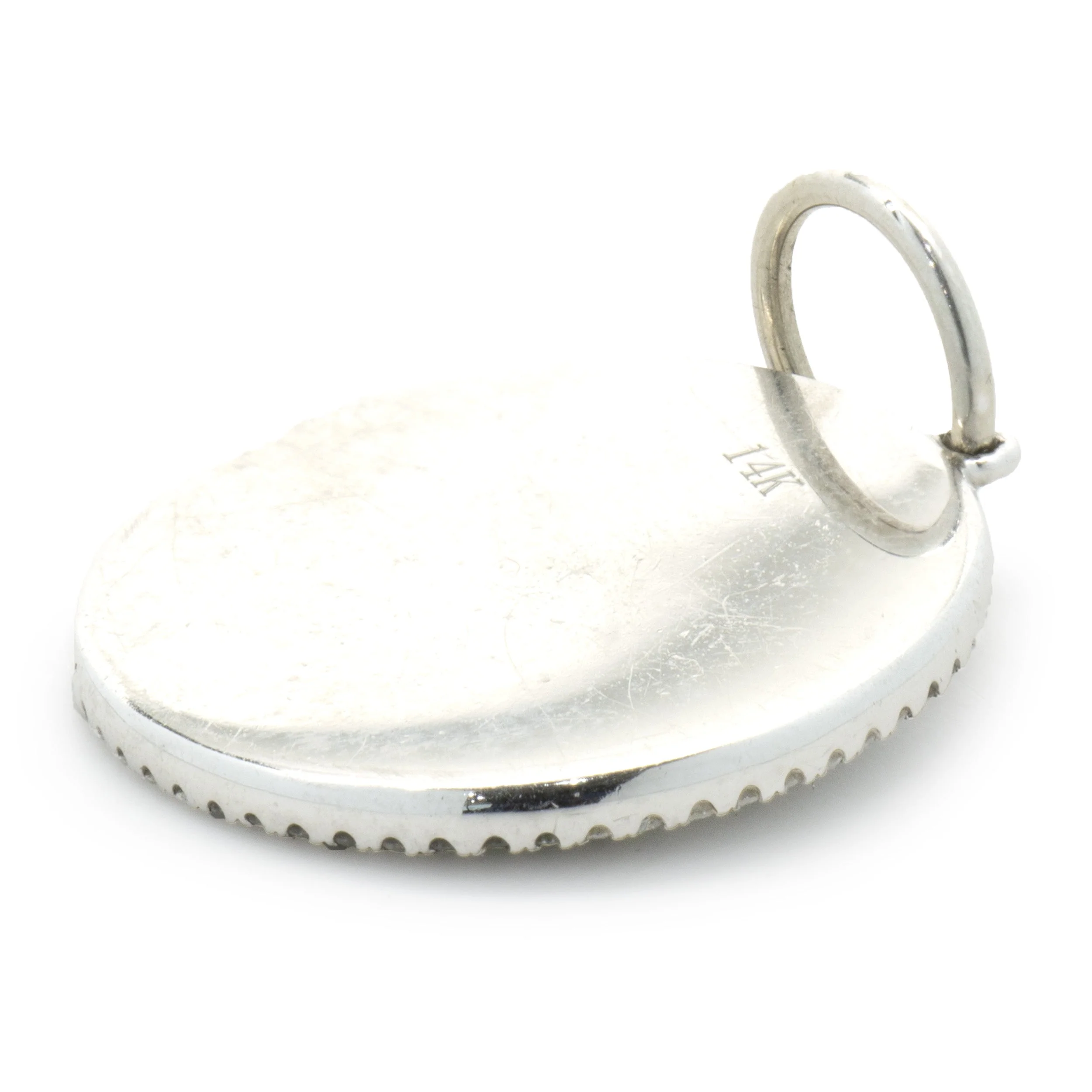 14 Karat White Gold Diamond Compass Medallion Pendant - Image 4