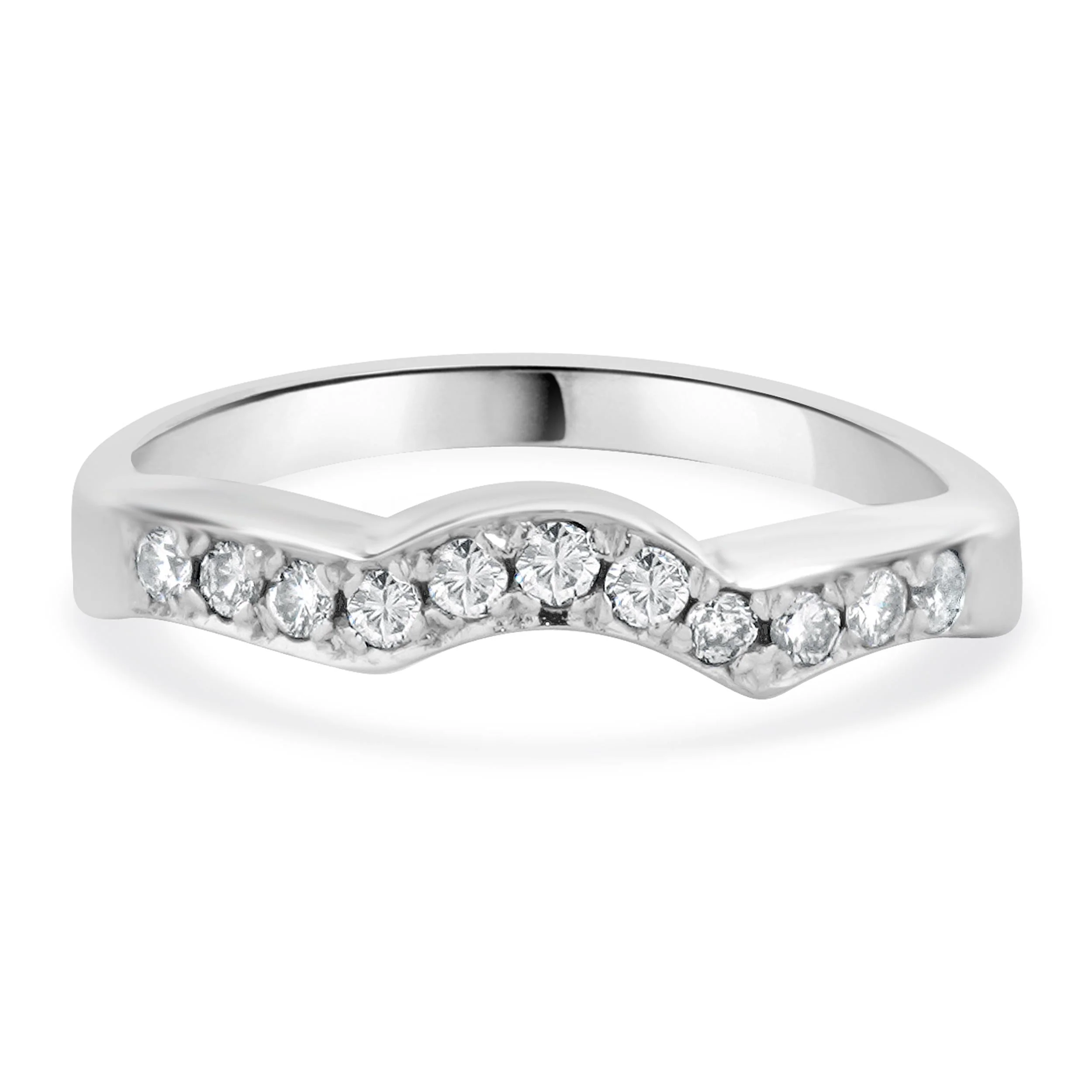 14 Karat White Gold Diamond Contour Band