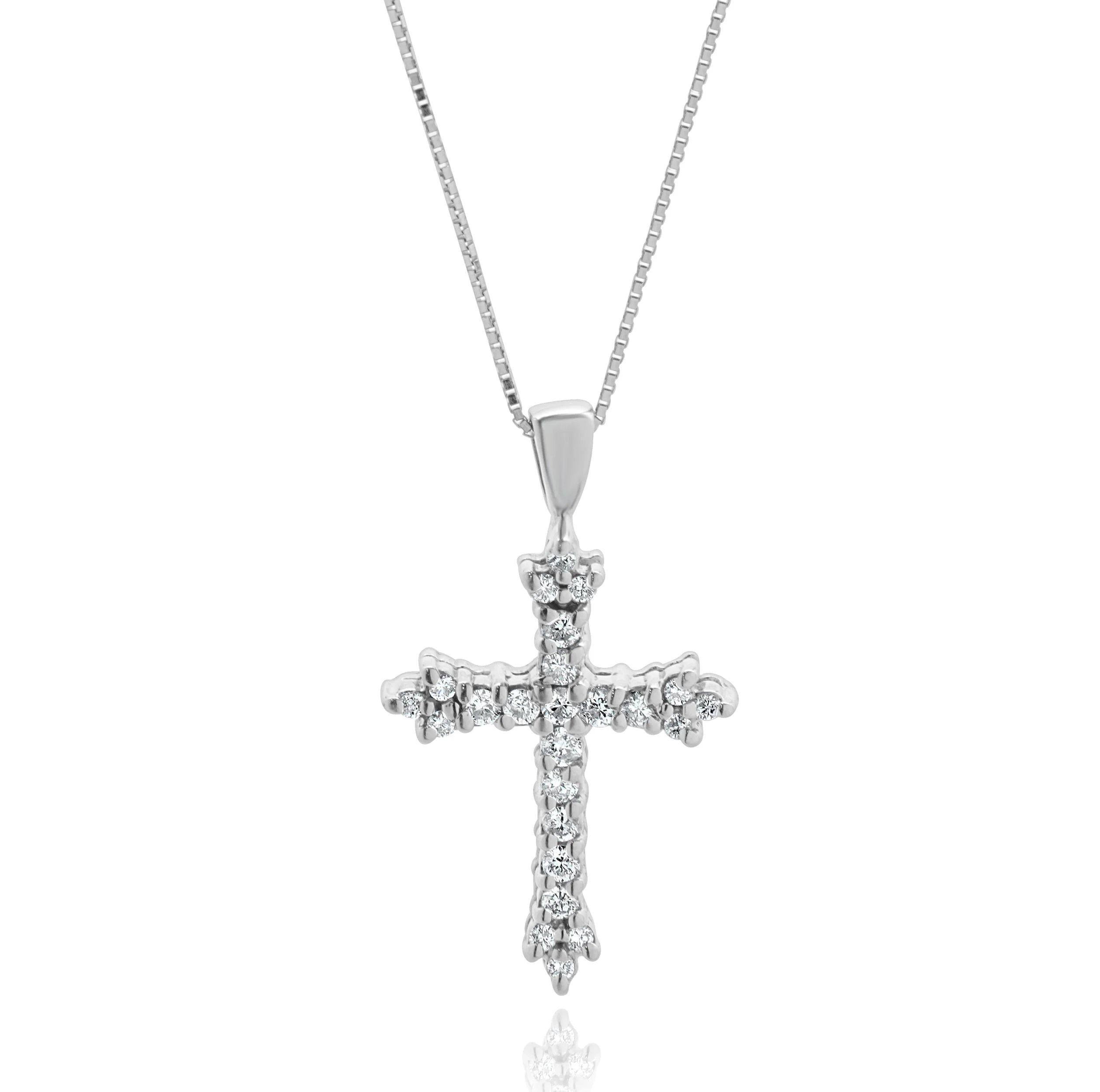 14 Karat White Gold Diamond Cross Necklace - Image 2