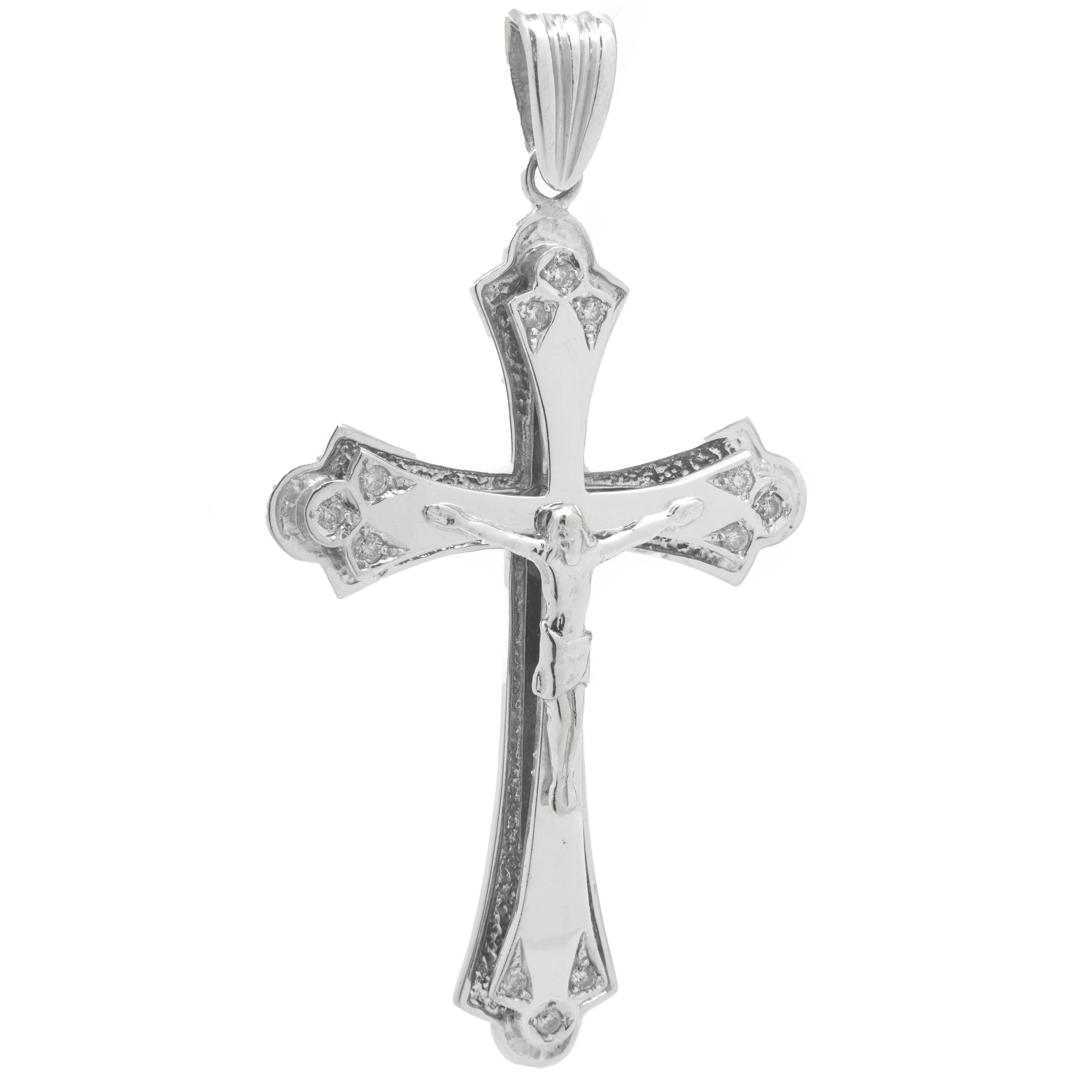 14 Karat White Gold Diamond Crucifix Cross Necklace - Image 2