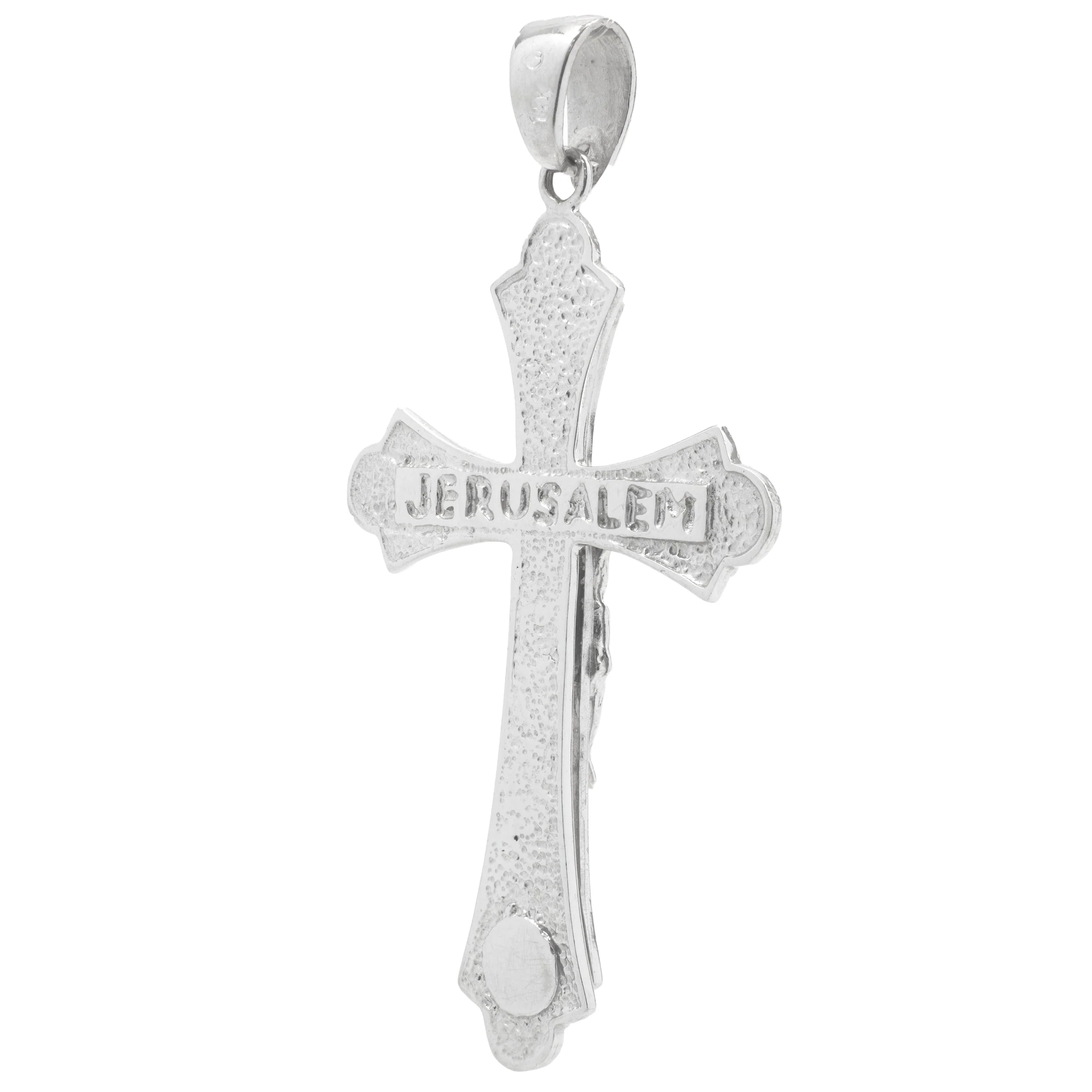 14 Karat White Gold Diamond Crucifix Cross Necklace - Image 4
