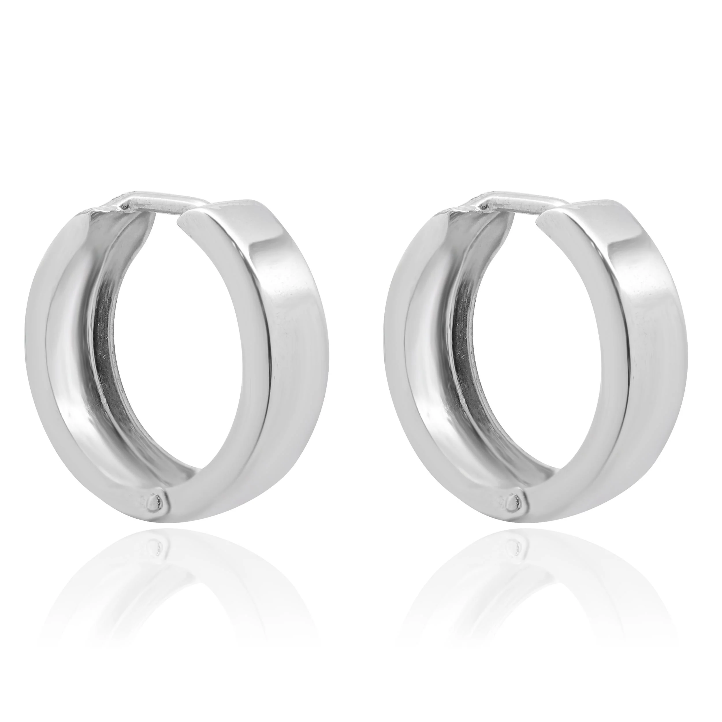 14 Karat White Gold Diamond Cut Hoop Earrings - Image 4