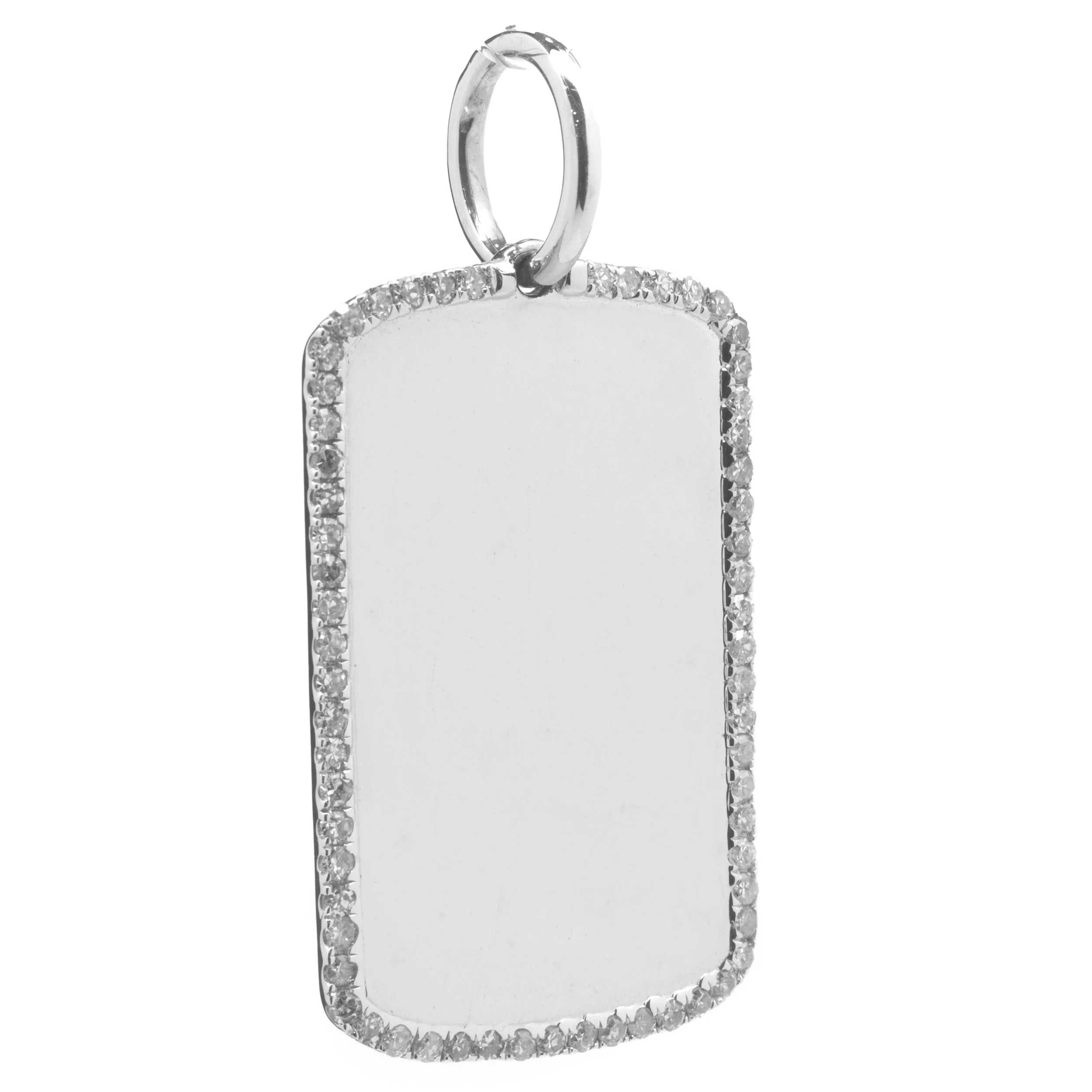 14 Karat White Gold Diamond Dog Tag Pendant