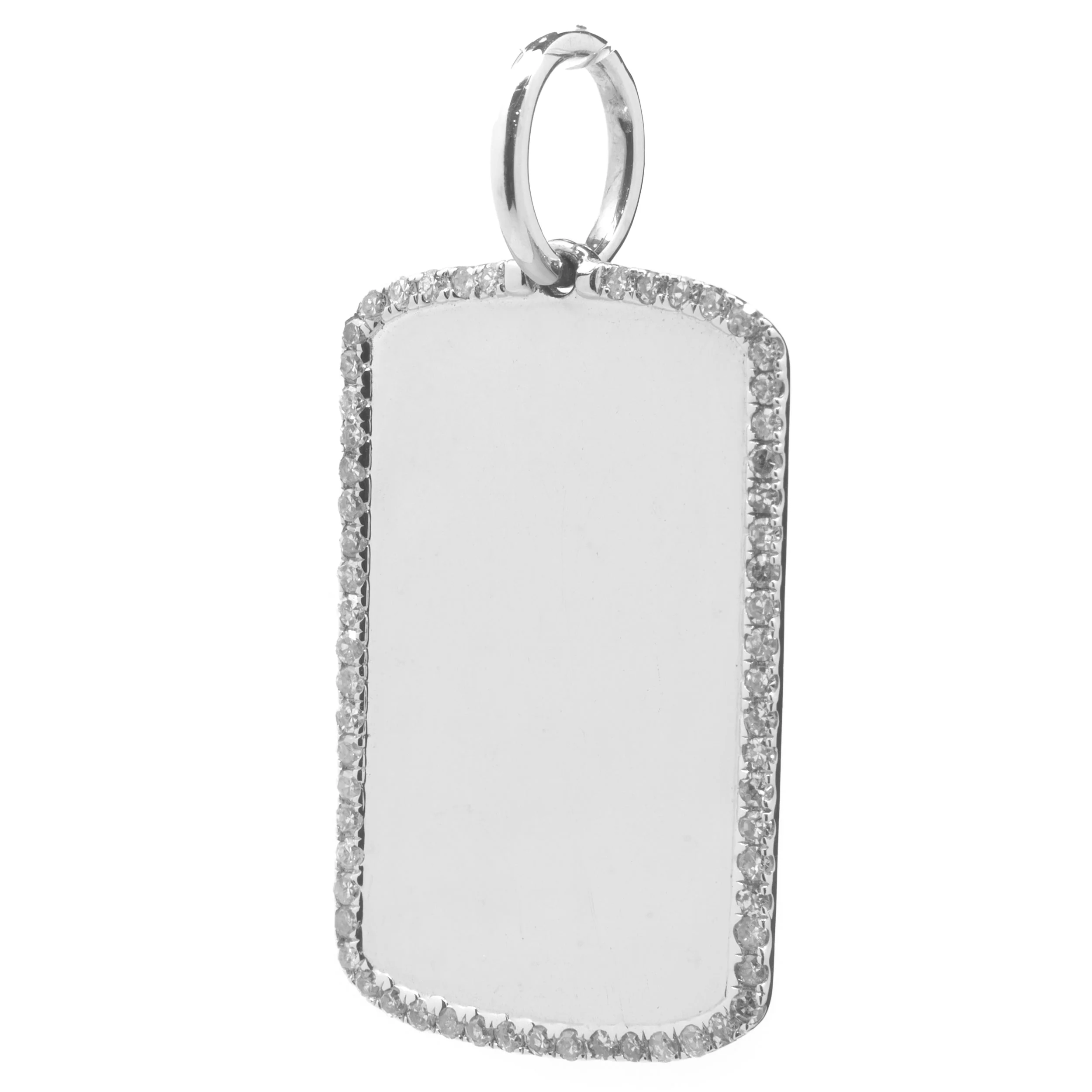 14 Karat White Gold Diamond Dog Tag Pendant - Image 2