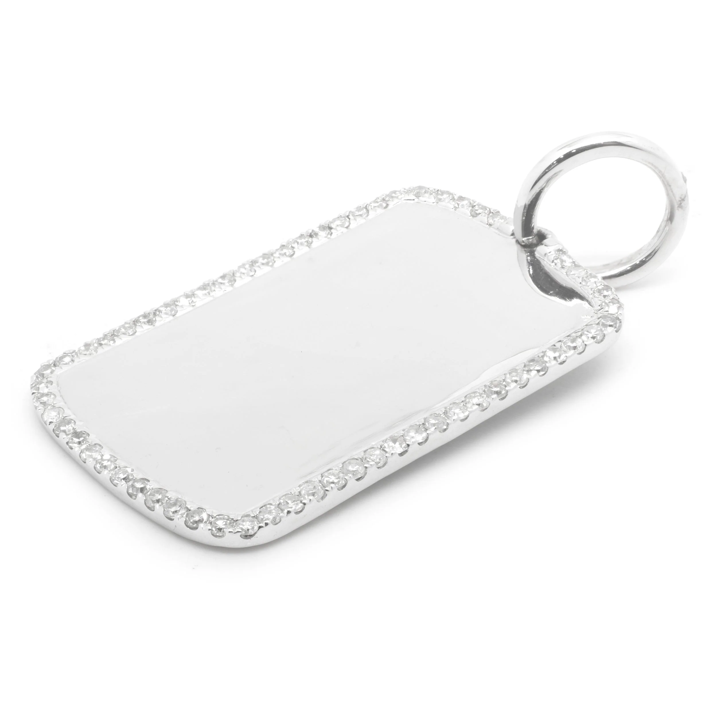 14 Karat White Gold Diamond Dog Tag Pendant - Image 3